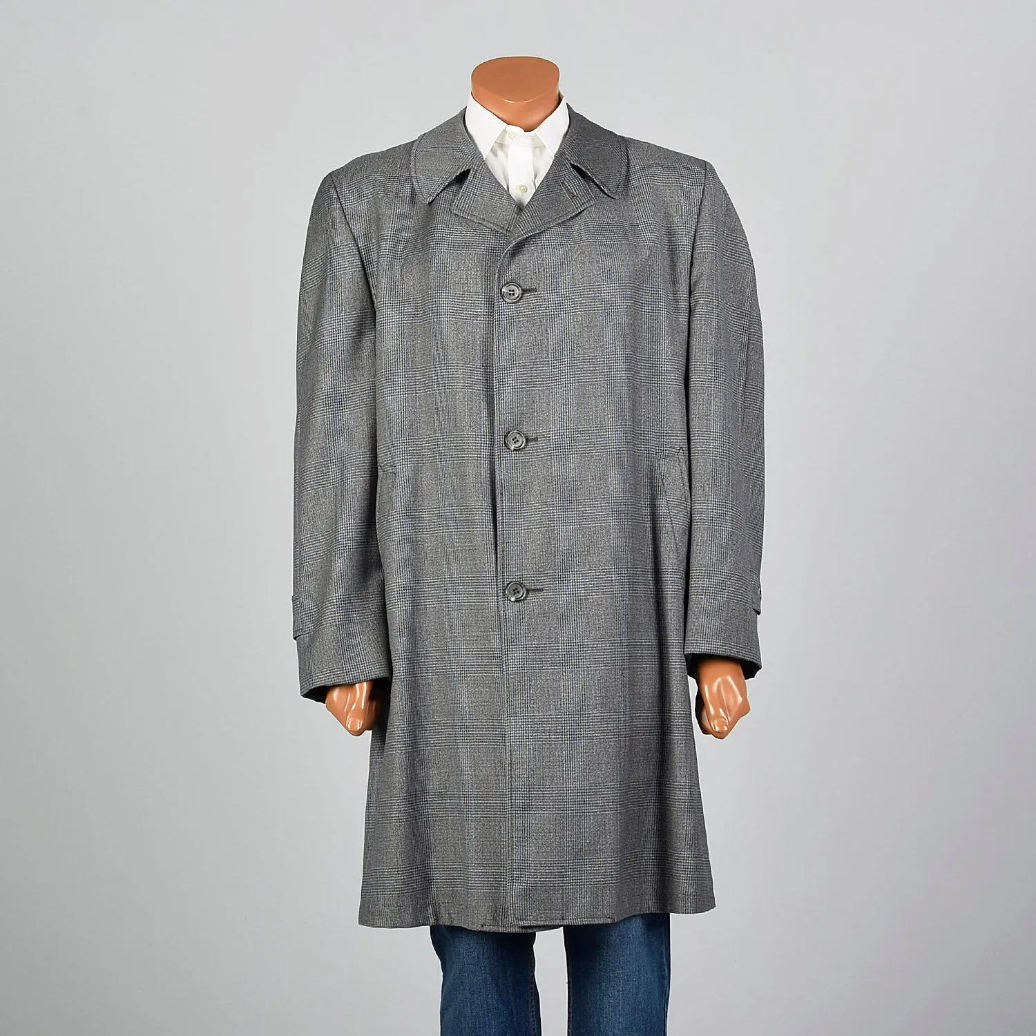 1960s Gray Plaid Over Coat