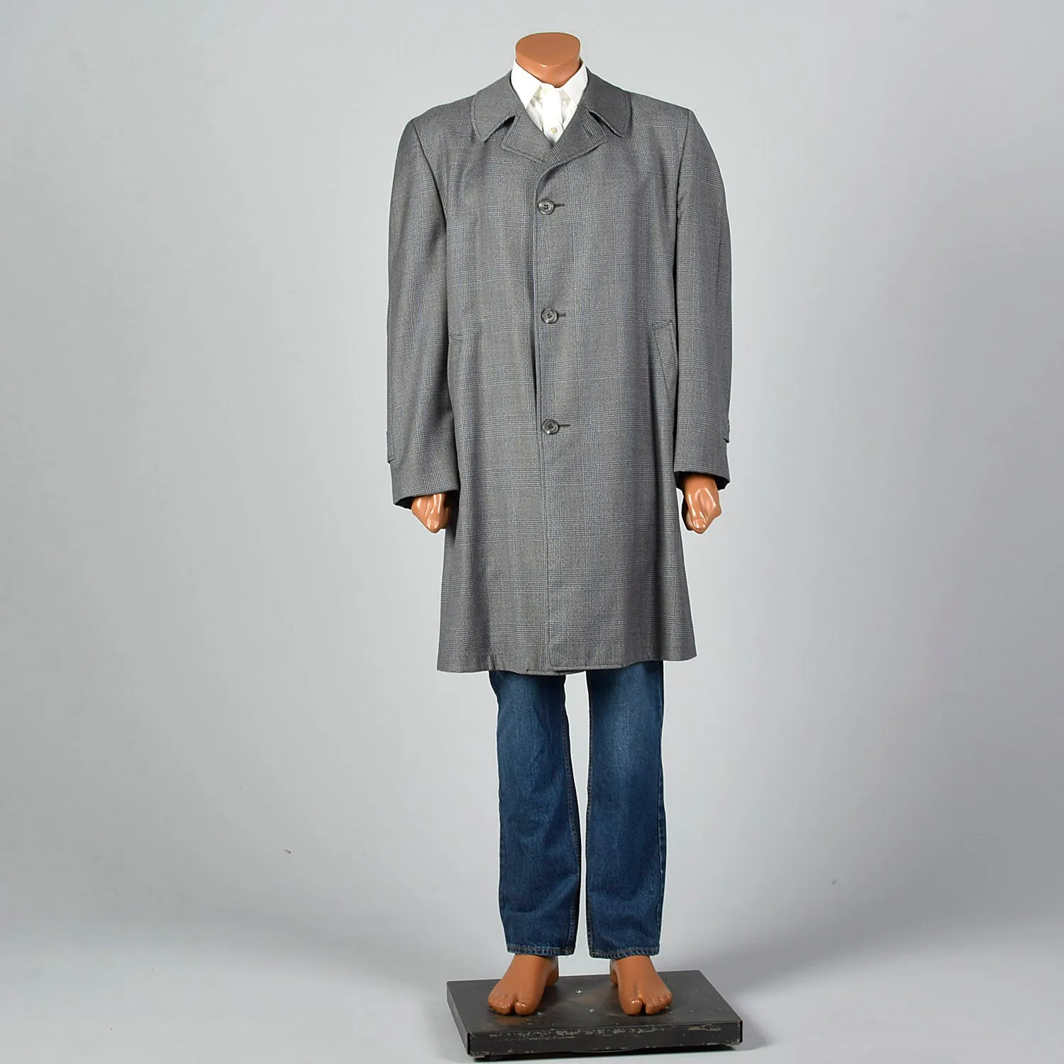 1960s Gray Plaid Over Coat