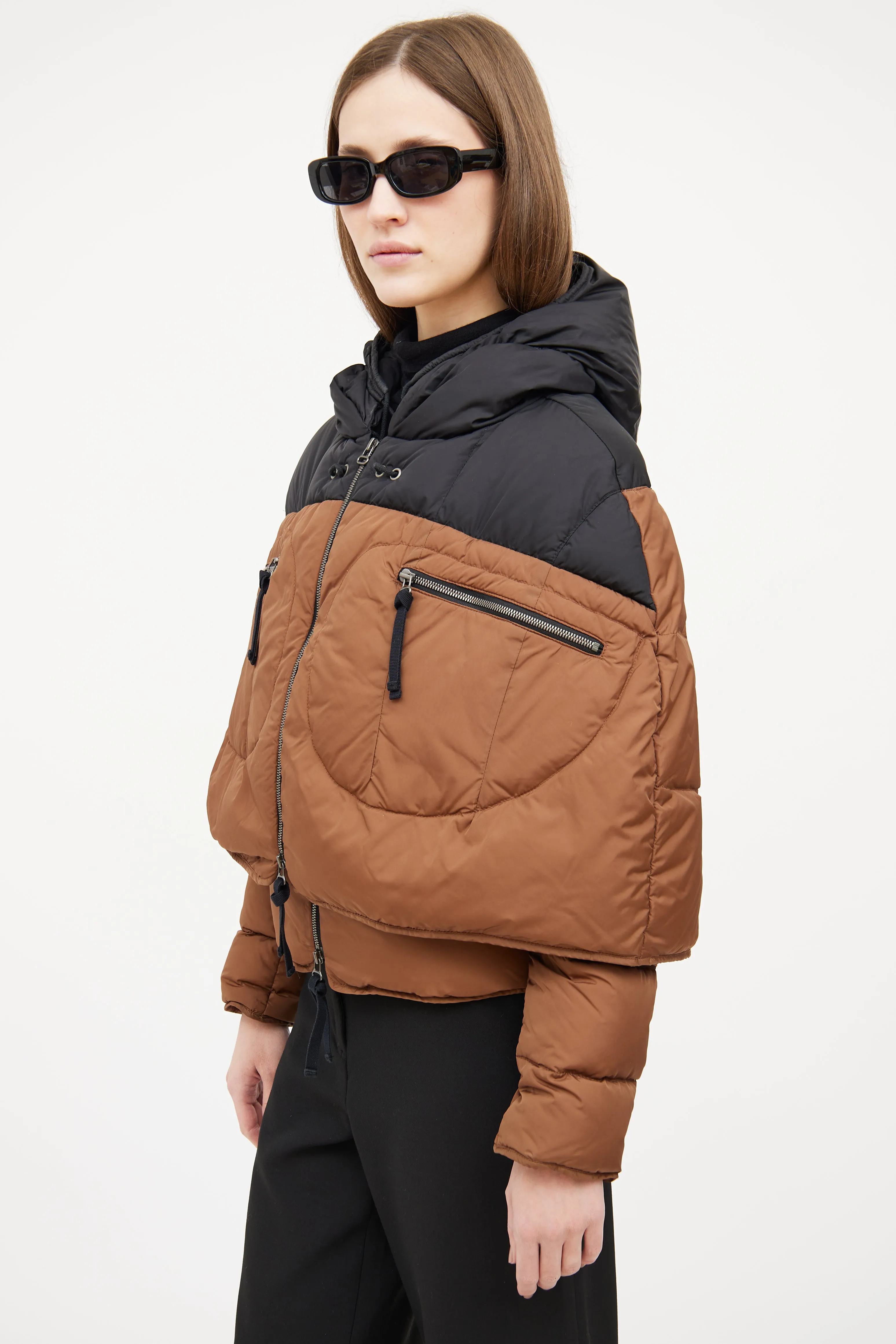 2011 Brown & Black Down Cape Jacket