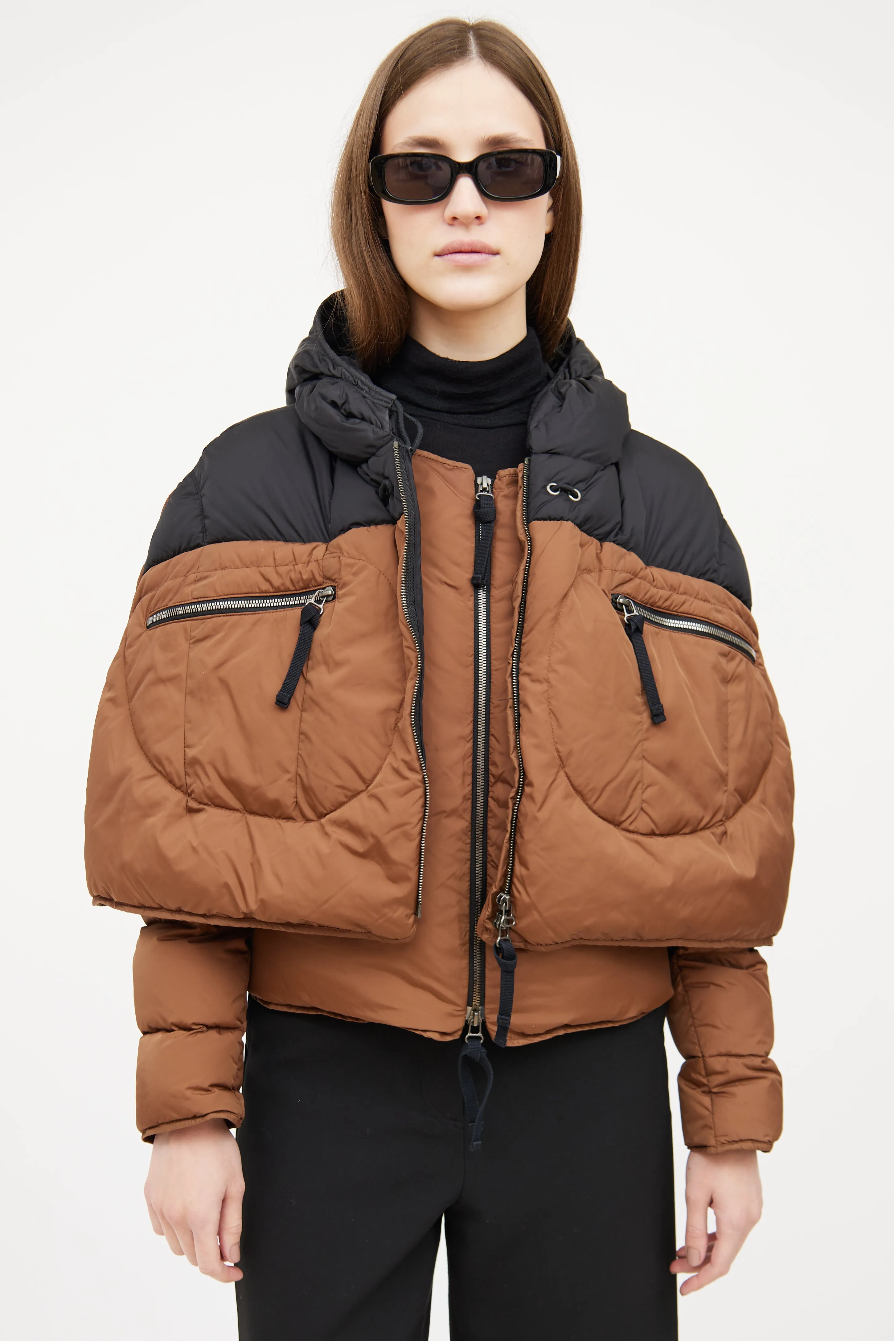 2011 Brown & Black Down Cape Jacket