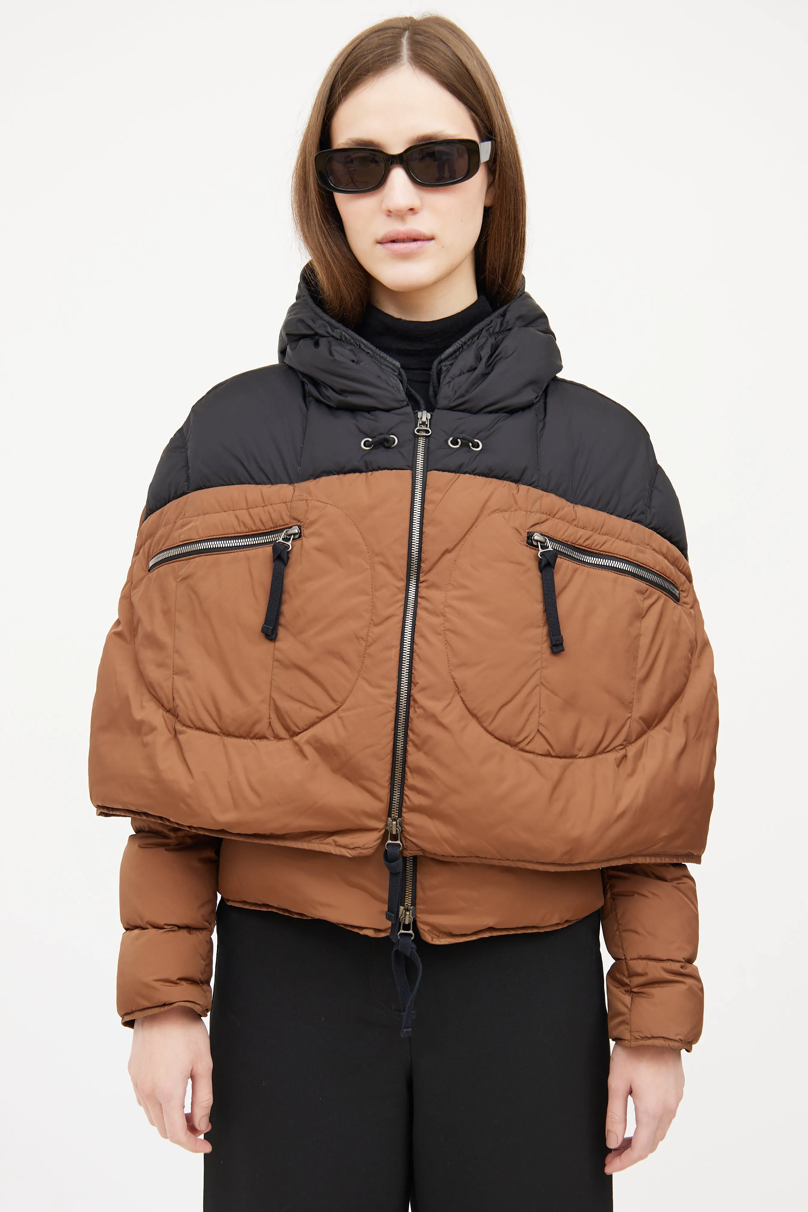 2011 Brown & Black Down Cape Jacket