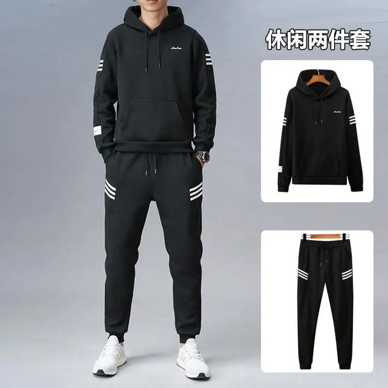 2021 new sports suit male standing open shirt outer casing pants fashion casual set of simple spring men's clothing