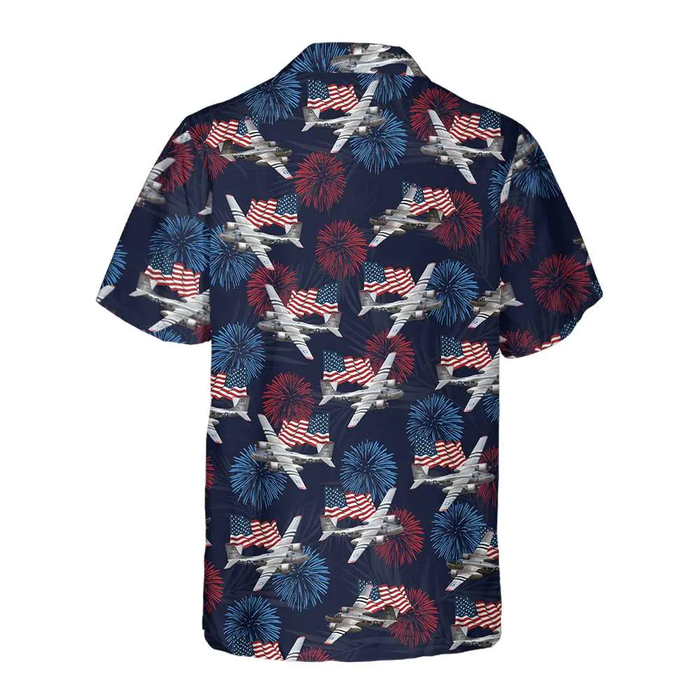 A-26 Invader Aircraft Hawaiian Shirt, American Flag And Firework Military Airplane Shirt For Men