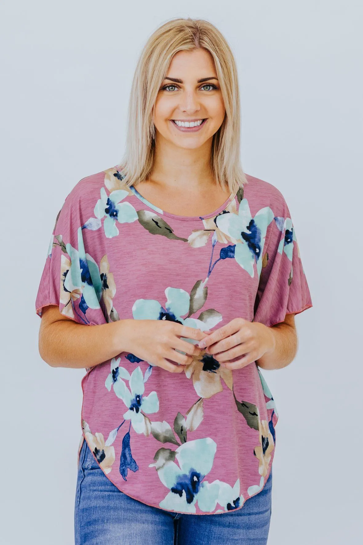 Acting Shy Mauve Floral Top