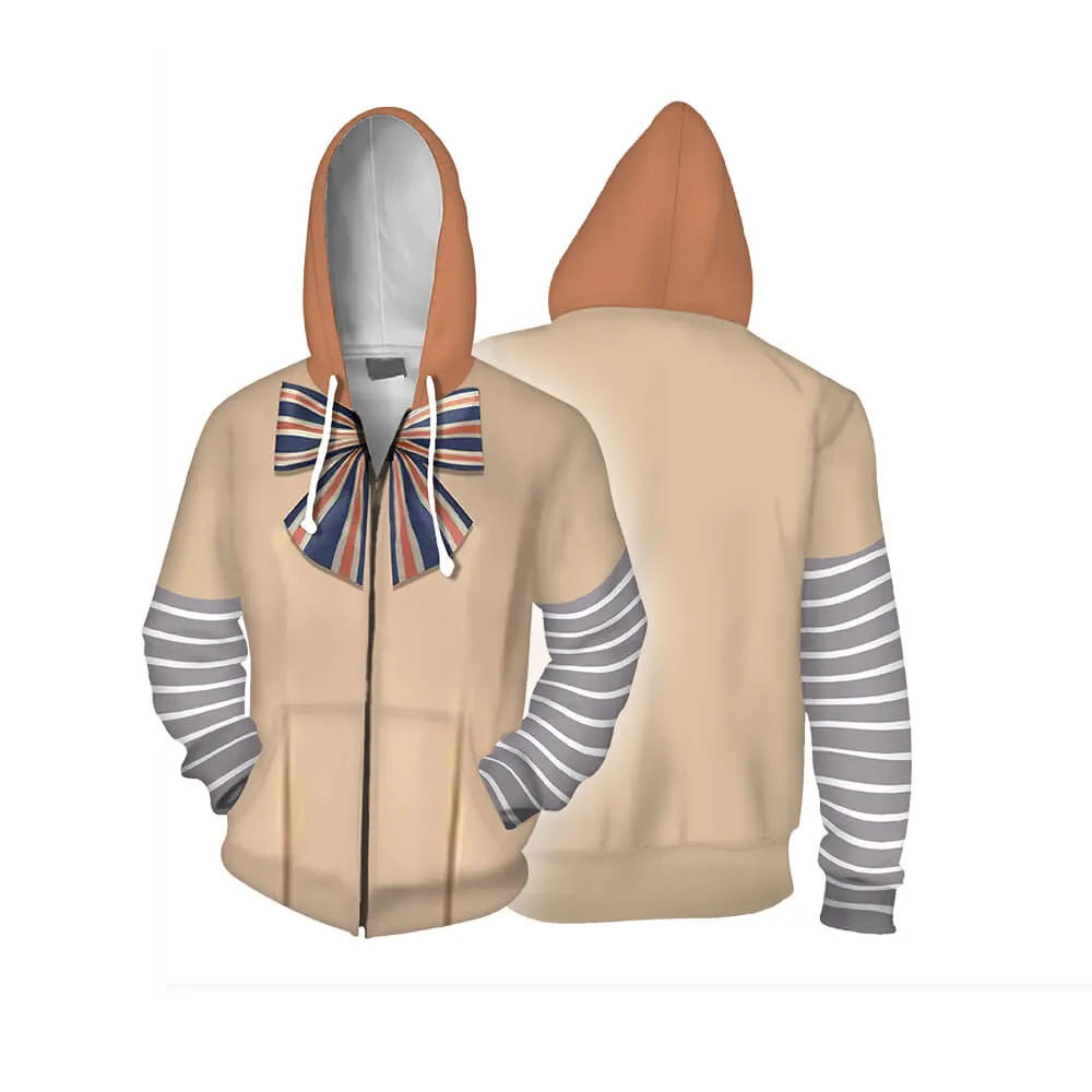 AI Doll Hoodie Long Sleeve Zip-up Jacket for Kids Adults