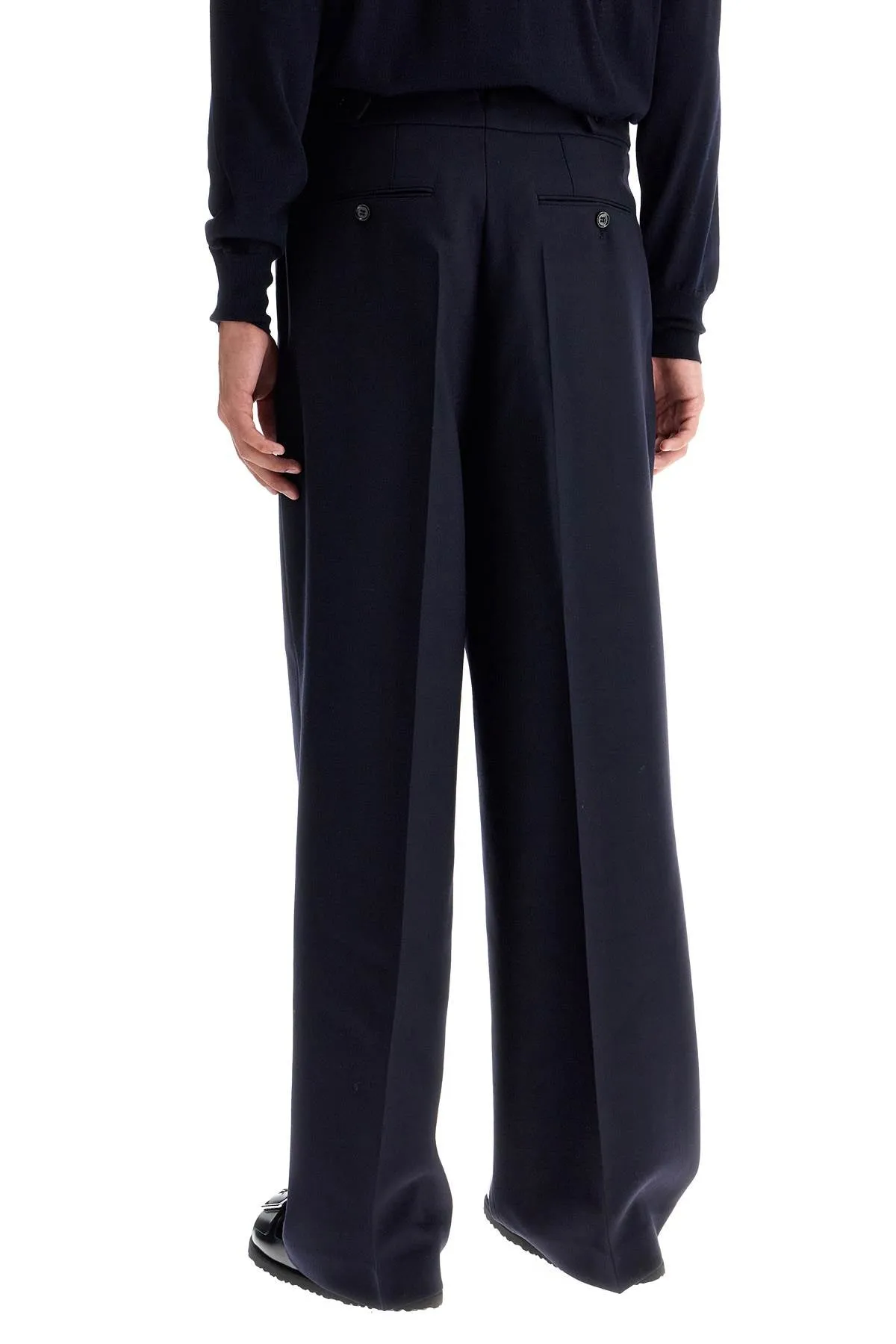 Ami Alexandre Matiussi Large Fit Wool Gabardine Trousers