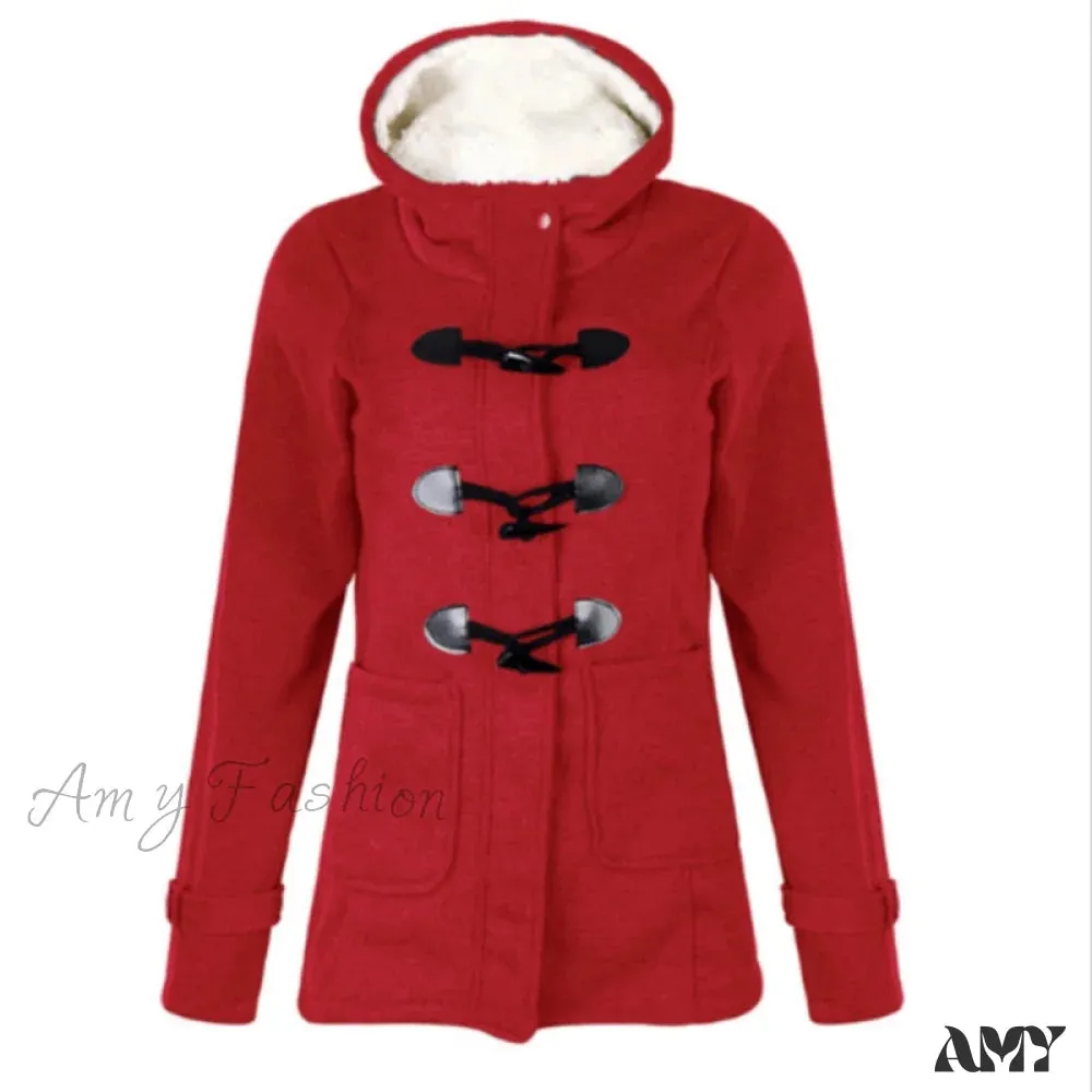 Amy Fashion - Overcoat Zipper Causal Hooded Coat