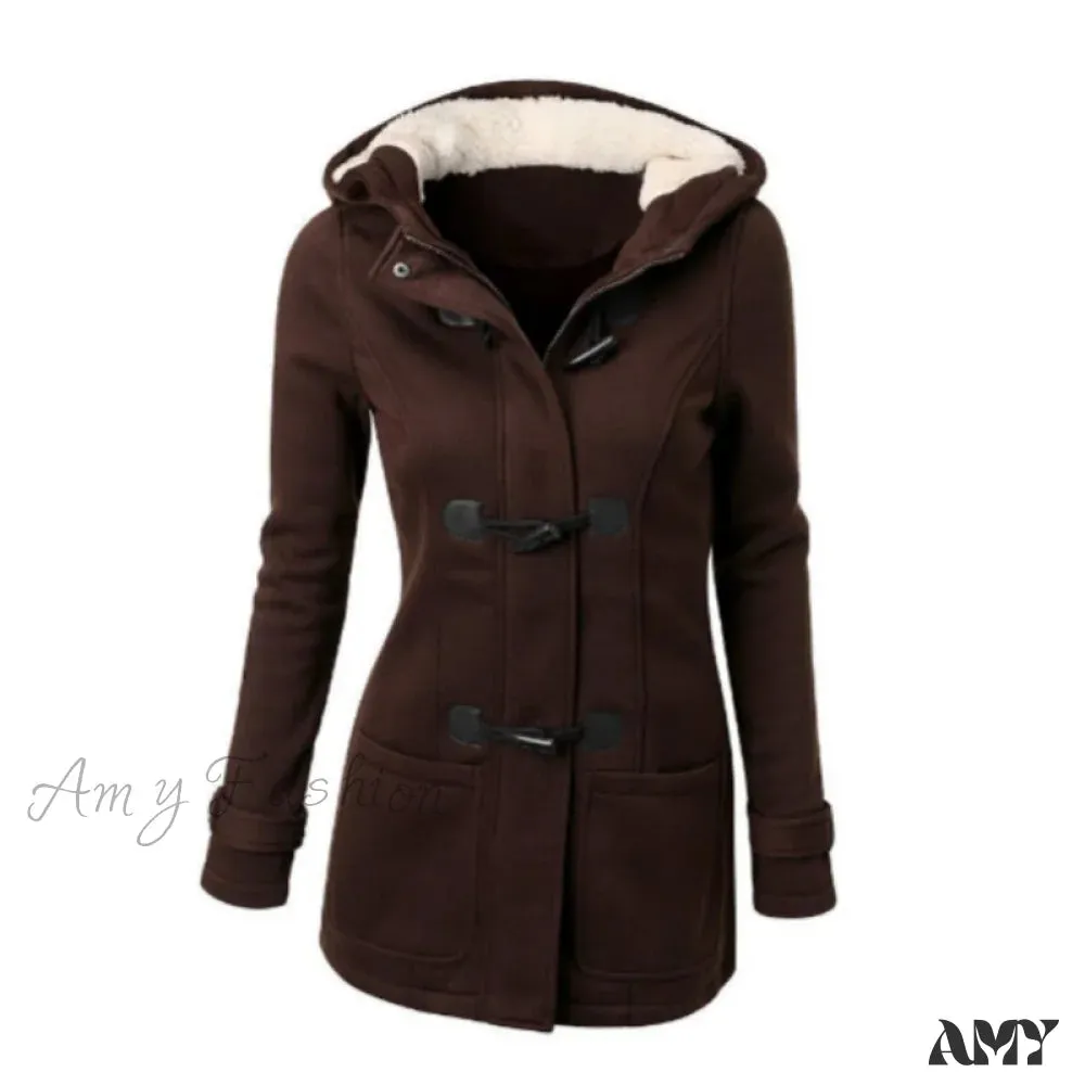 Amy Fashion - Overcoat Zipper Causal Hooded Coat