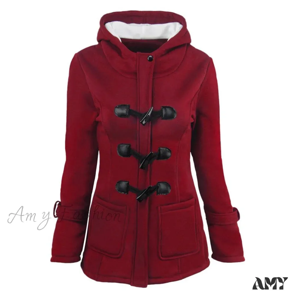 Amy Fashion - Overcoat Zipper Causal Hooded Coat