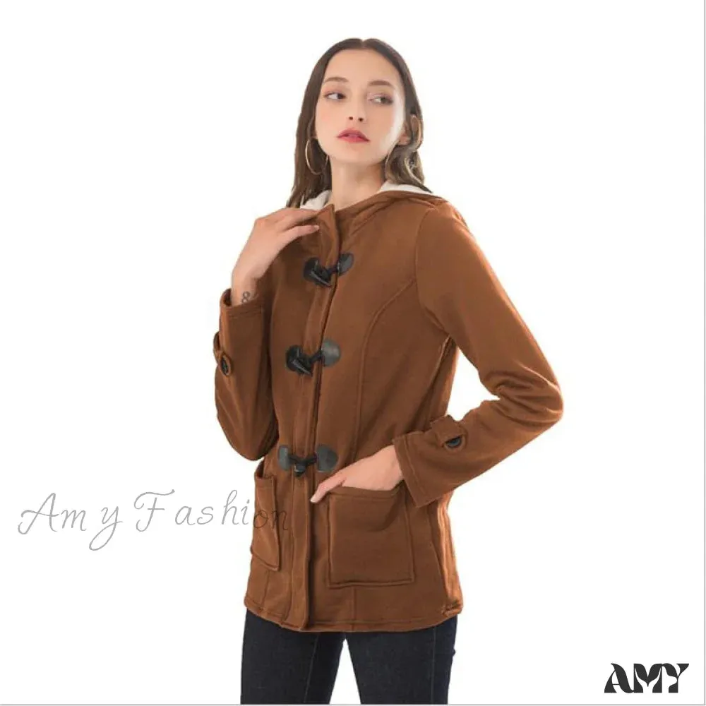 Amy Fashion - Overcoat Zipper Causal Hooded Coat