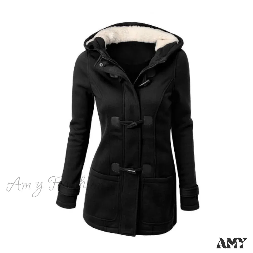 Amy Fashion - Overcoat Zipper Causal Hooded Coat