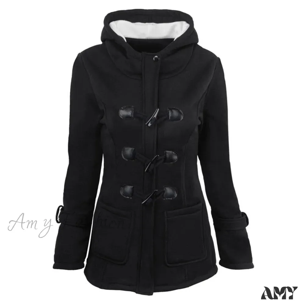 Amy Fashion - Overcoat Zipper Causal Hooded Coat