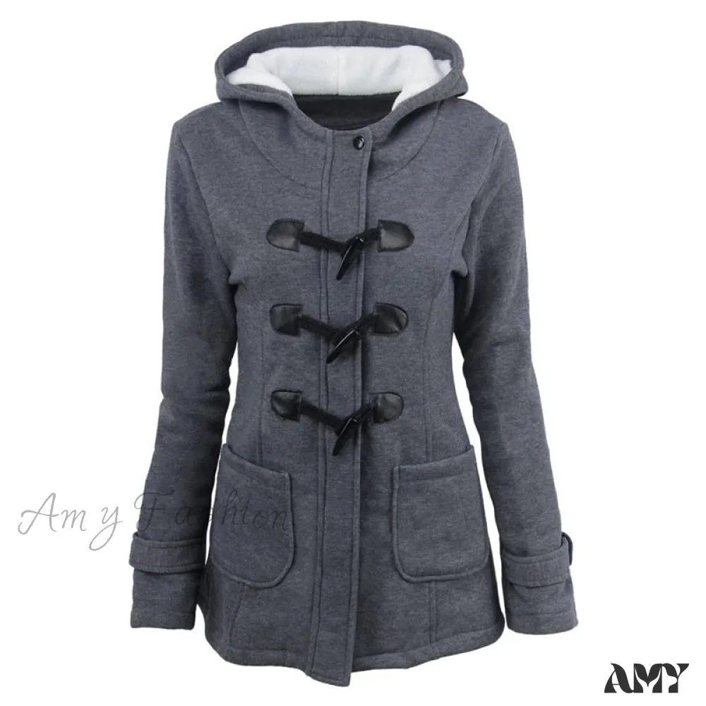 Amy Fashion - Overcoat Zipper Causal Hooded Coat