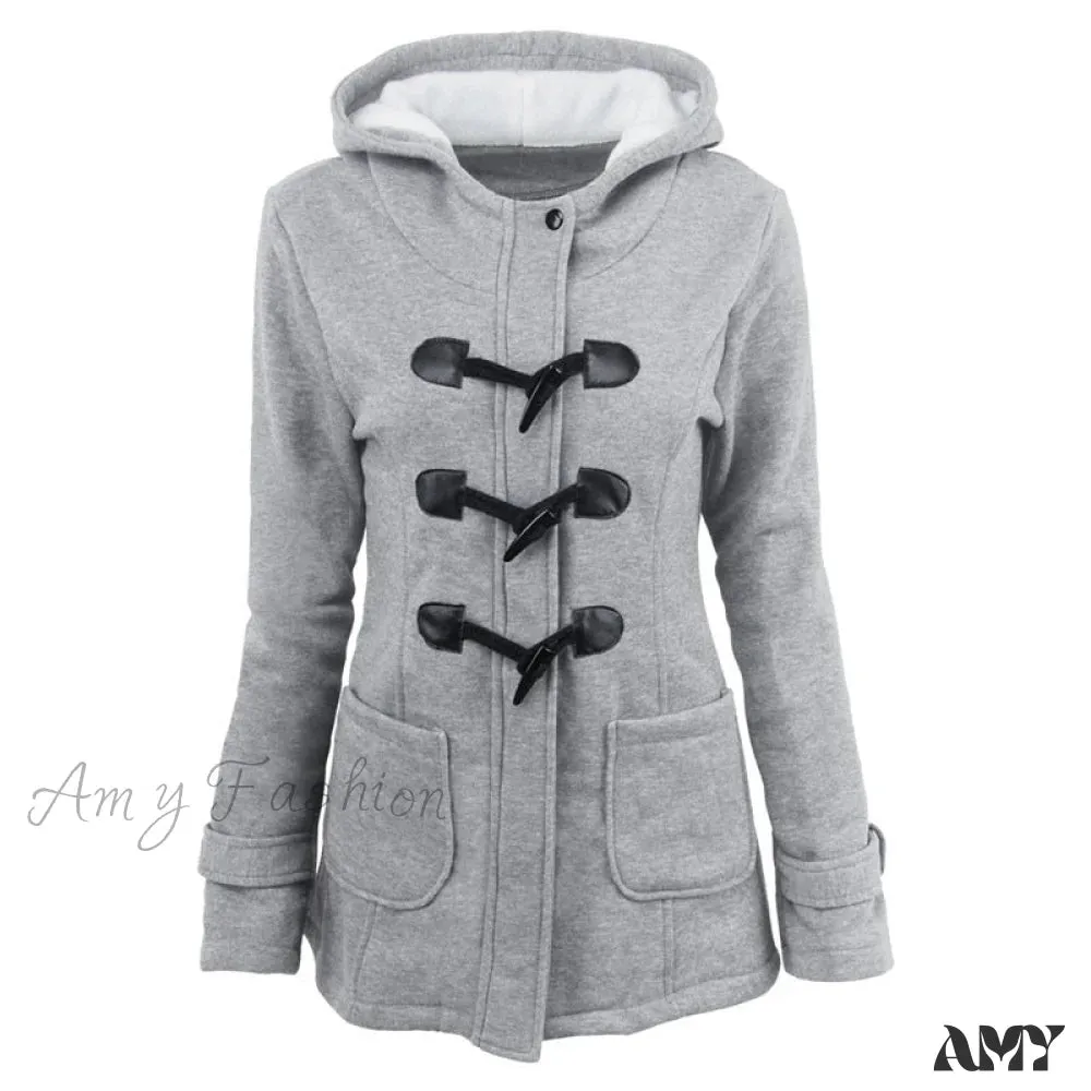 Amy Fashion - Overcoat Zipper Causal Hooded Coat