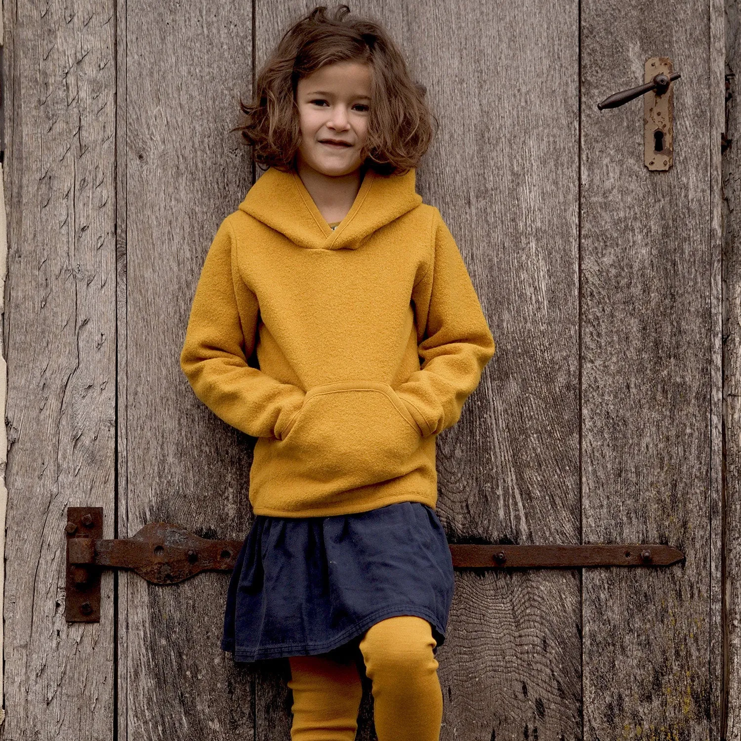 Baby & Kids Merino Wool Crepe Hoodie - Turmeric