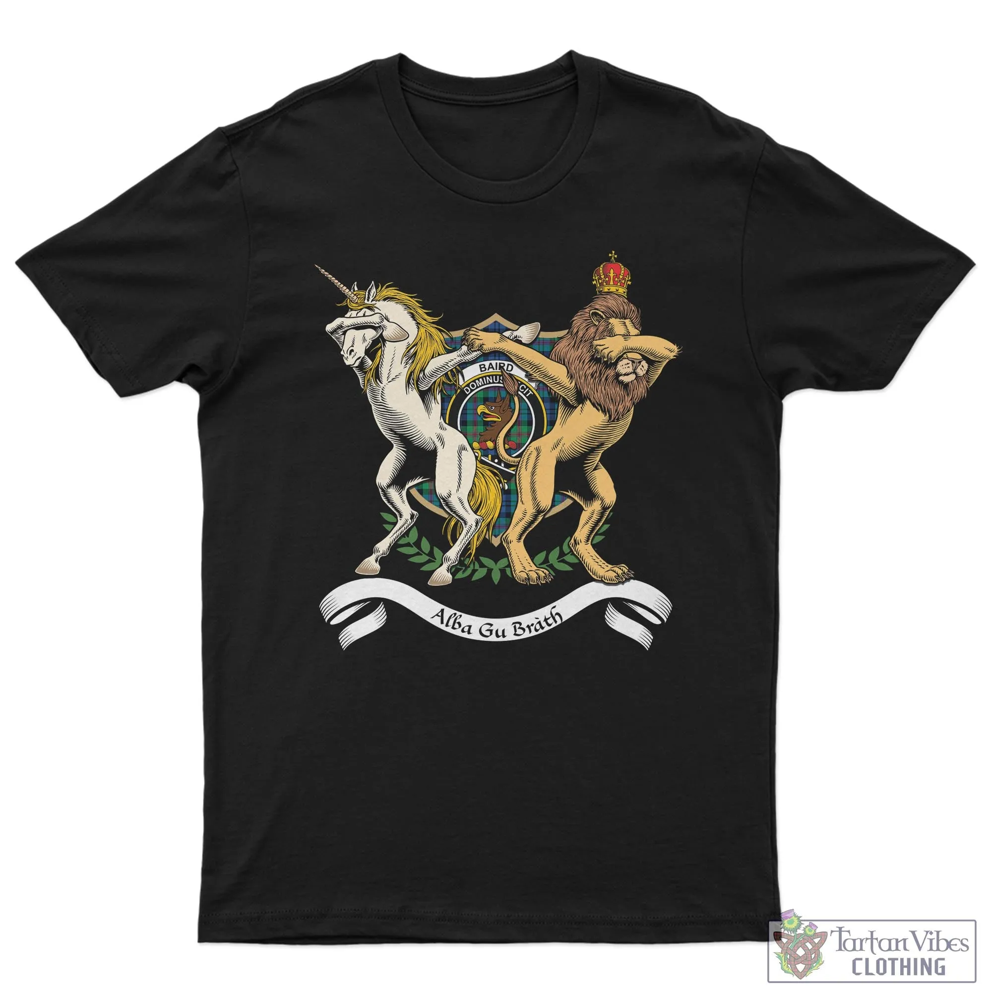 Baird Ancient Family Crest Cotton Men's T-Shirt with Scotland Royal Coat Of Arm Funny Style