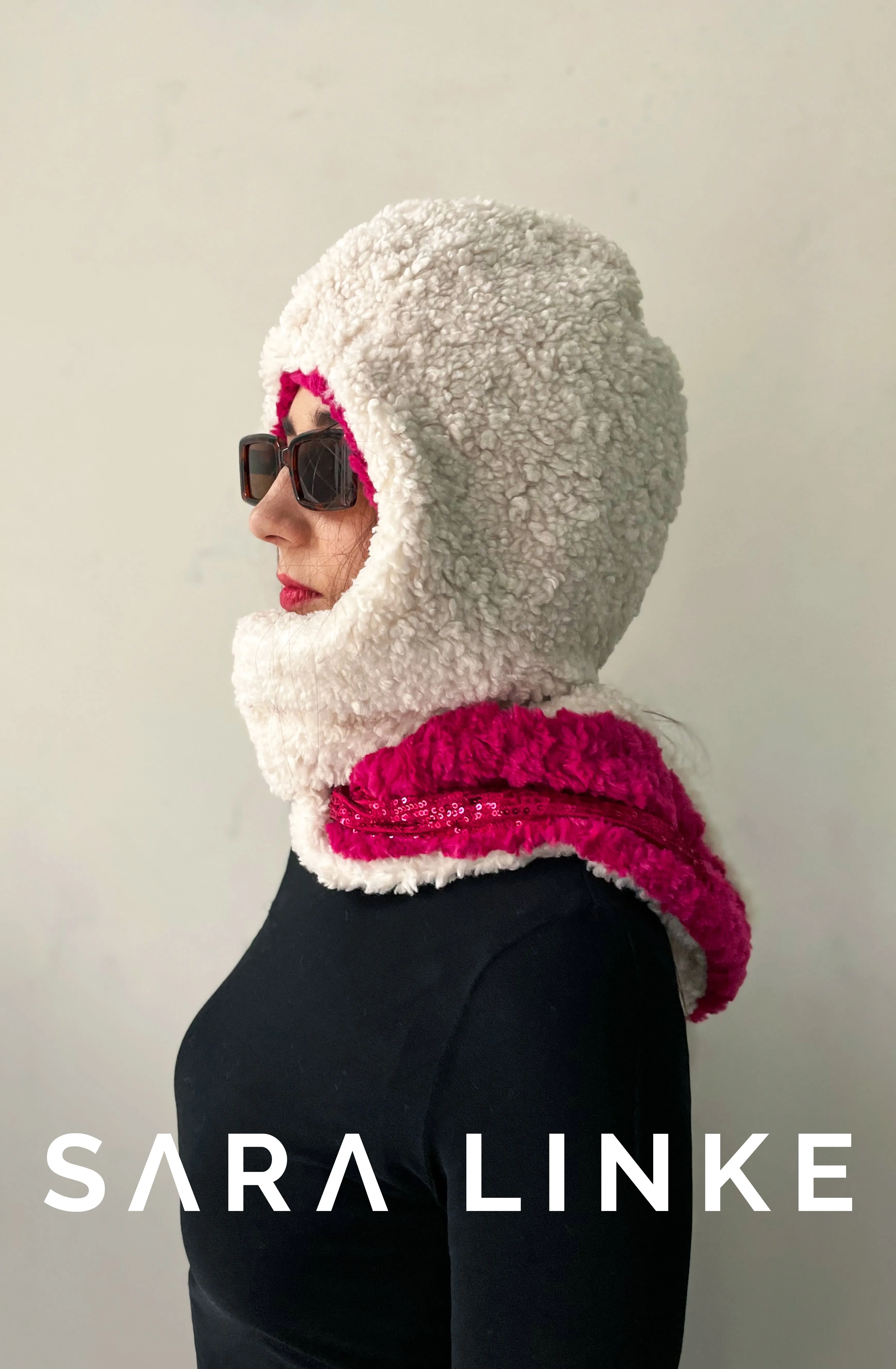 Balaclava Hoop Mütze | Off-White/Pink