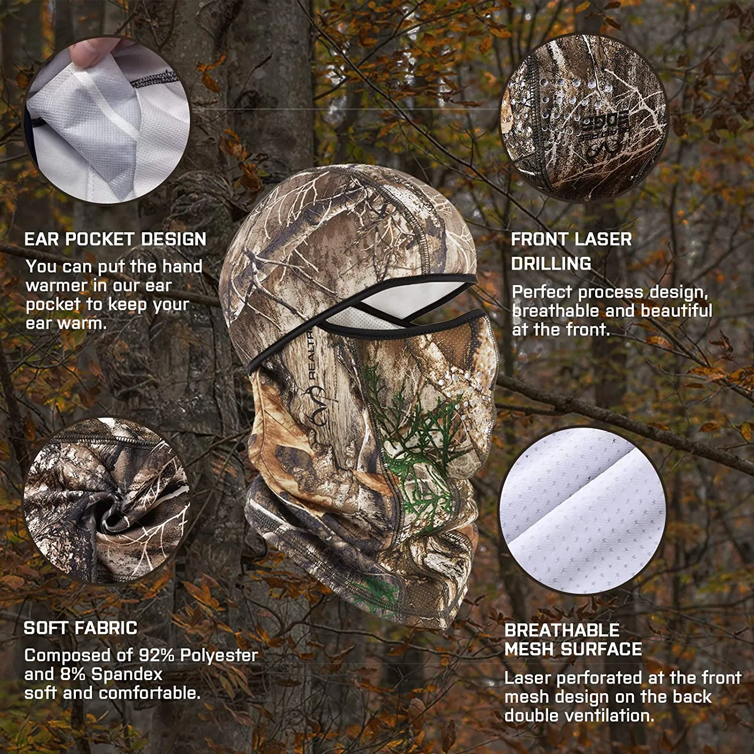 Balaclava Ski Mask Hunting Camo Face Masks Realtree Edge