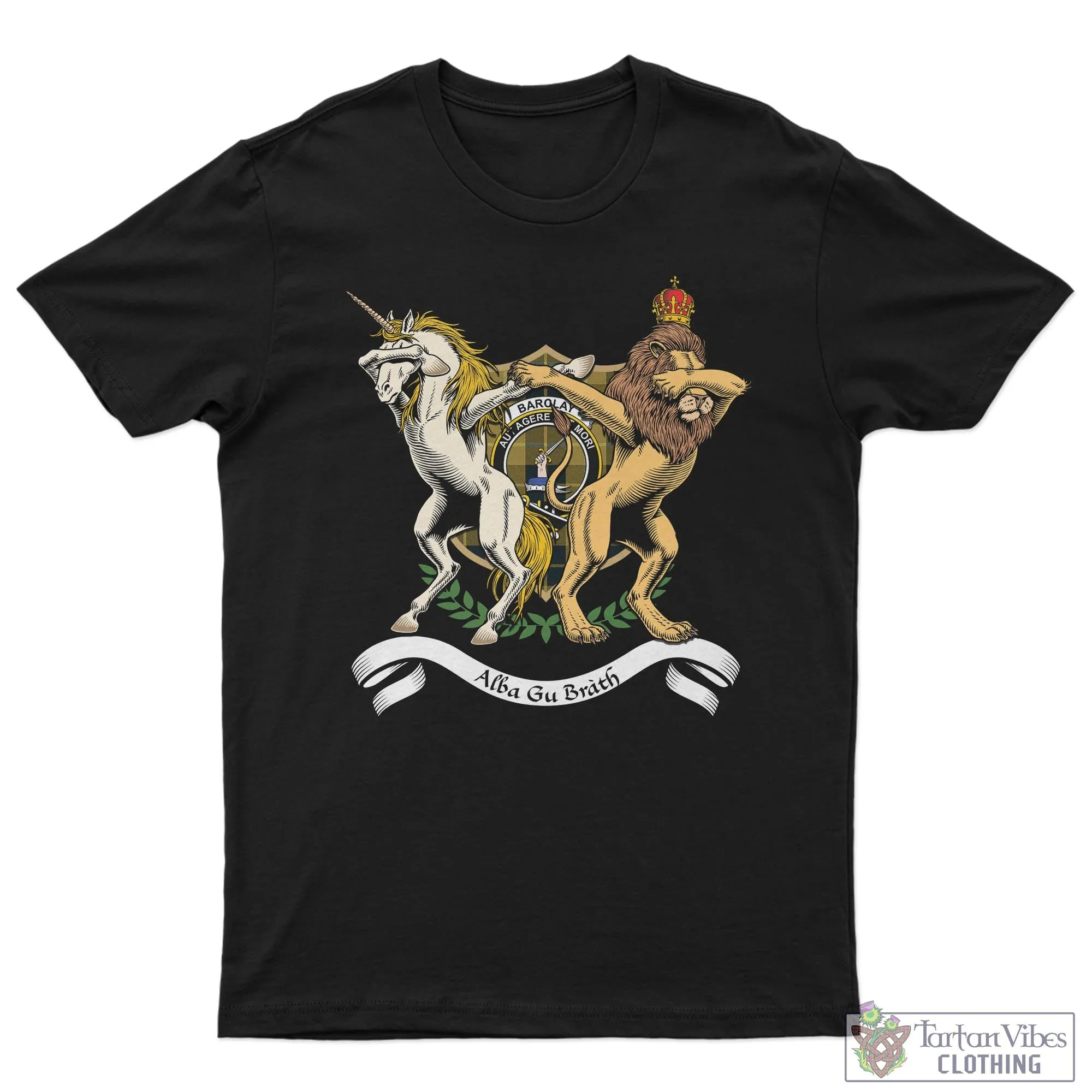 Barclay Dress Family Crest Cotton Men's T-Shirt with Scotland Royal Coat Of Arm Funny Style