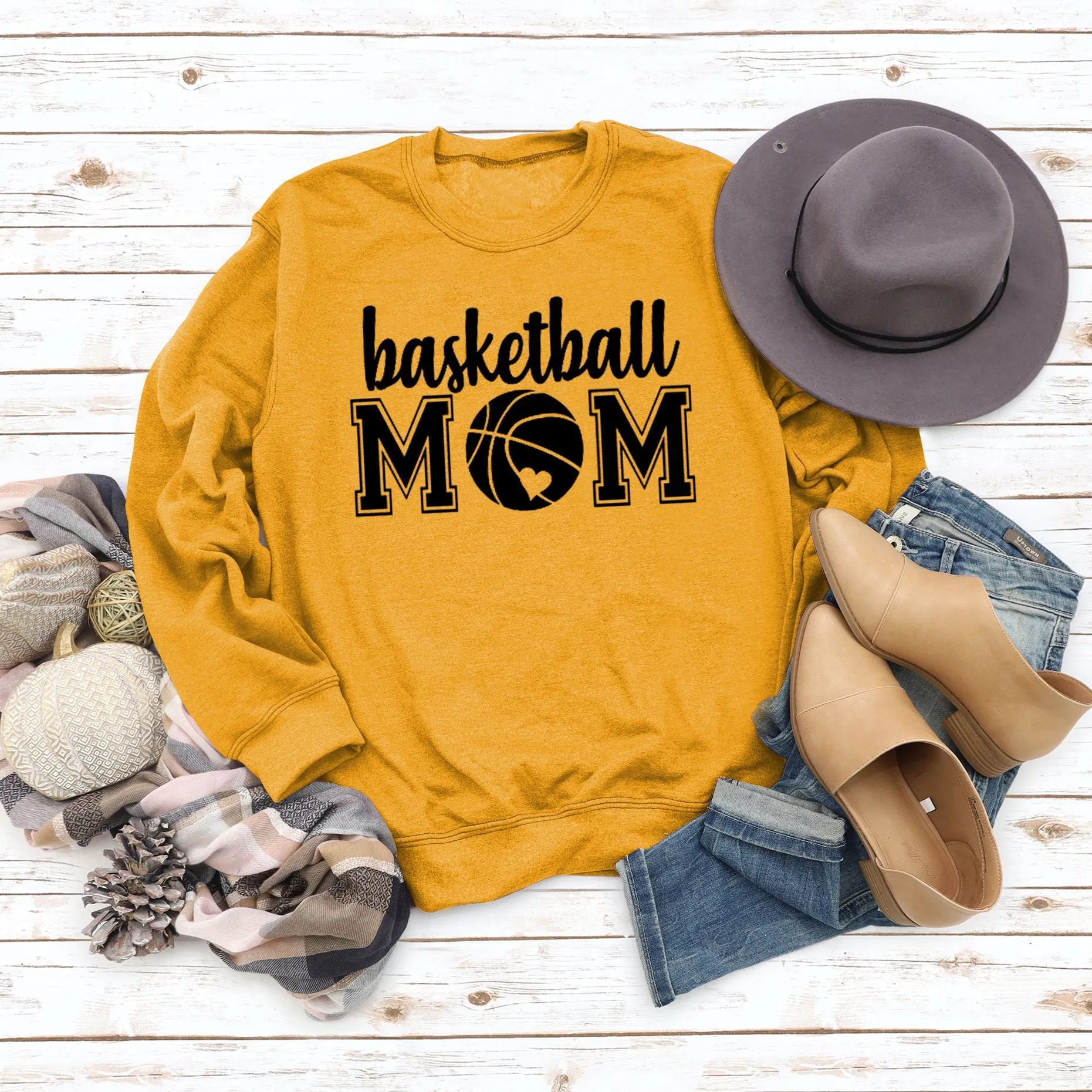 Basketball Mom Basketball Printing Personality Fashion Round Neck Sweater Bottoming Coat Women's Dress