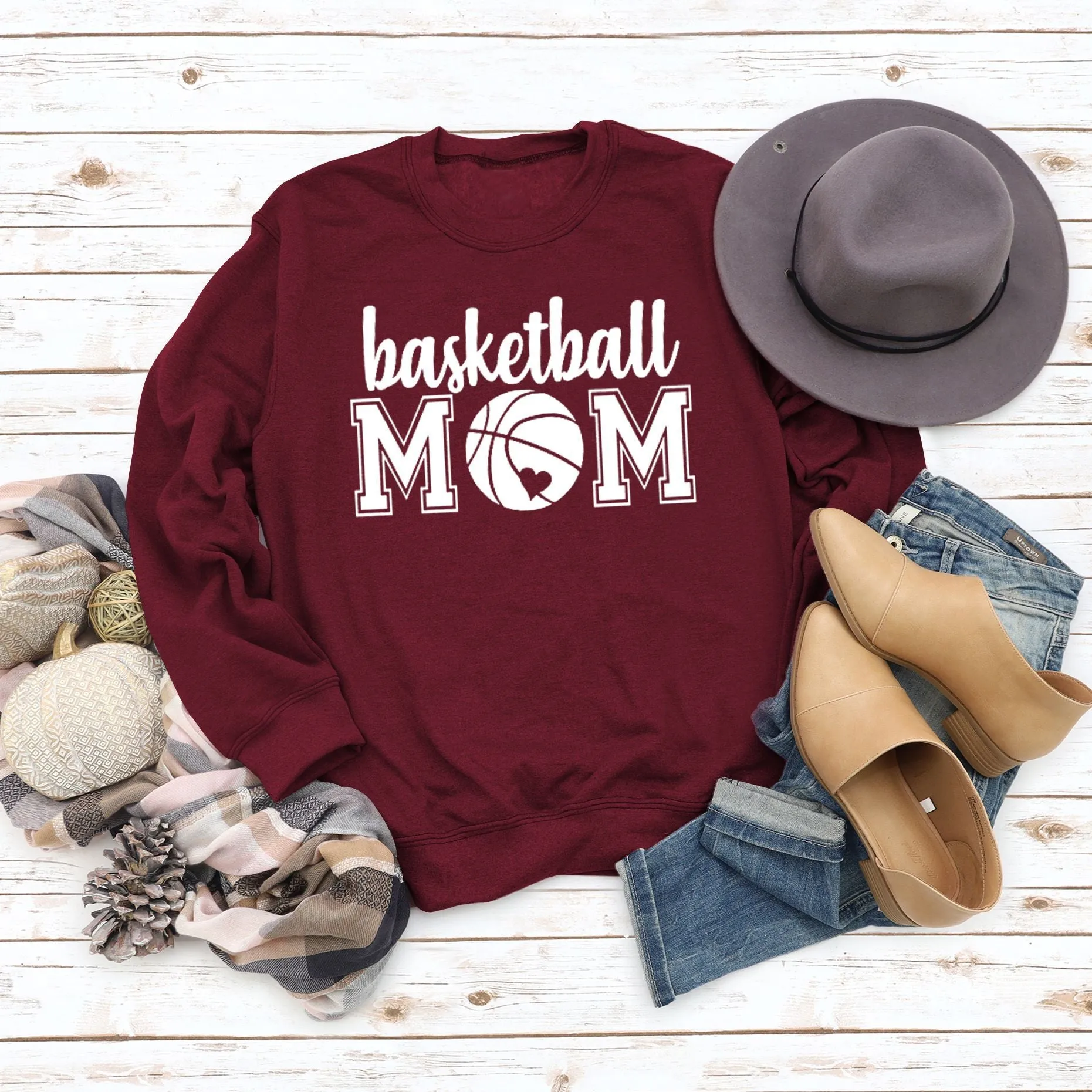 Basketball Mom Basketball Printing Personality Fashion Round Neck Sweater Bottoming Coat Women's Dress