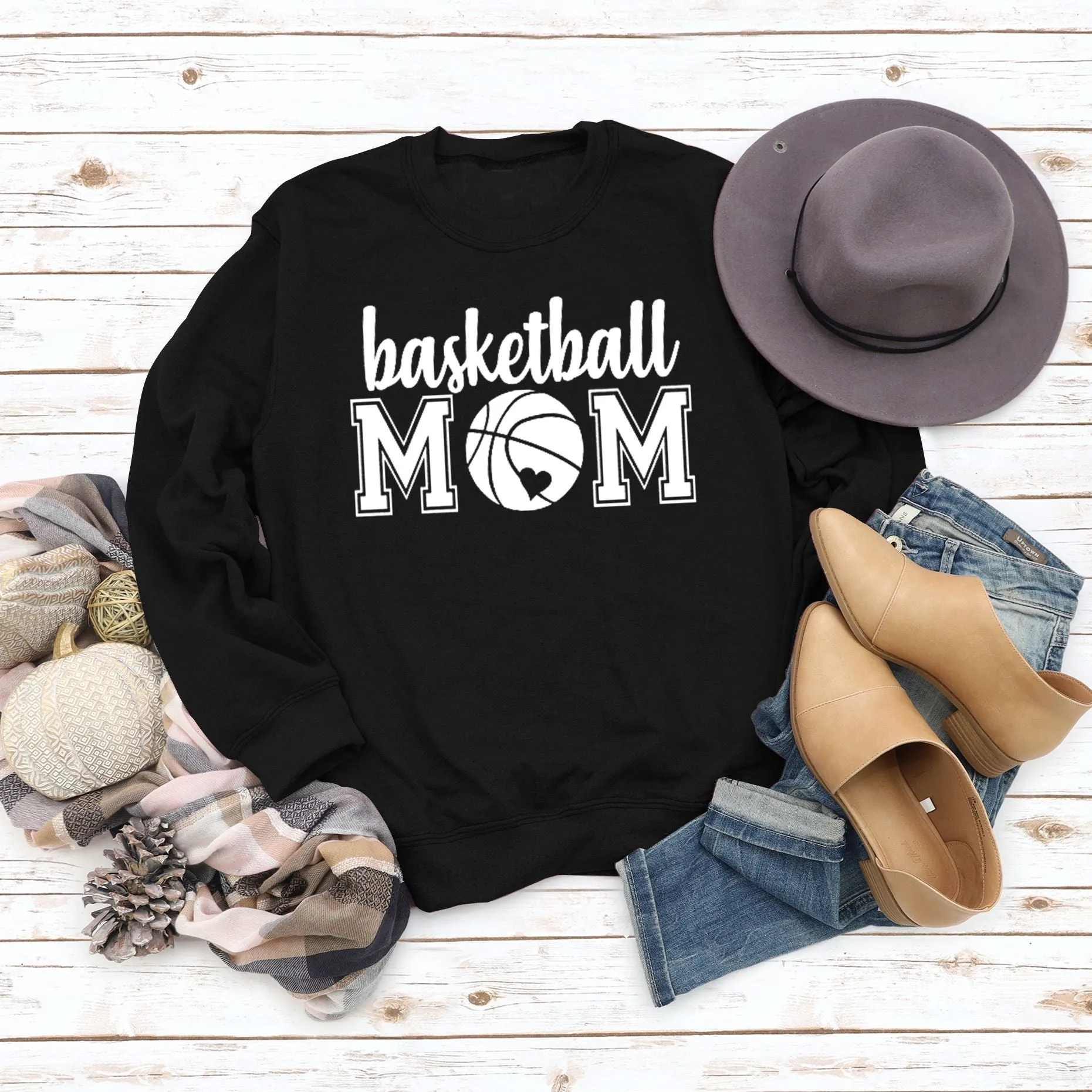 Basketball Mom Basketball Printing Personality Fashion Round Neck Sweater Bottoming Coat Women's Dress