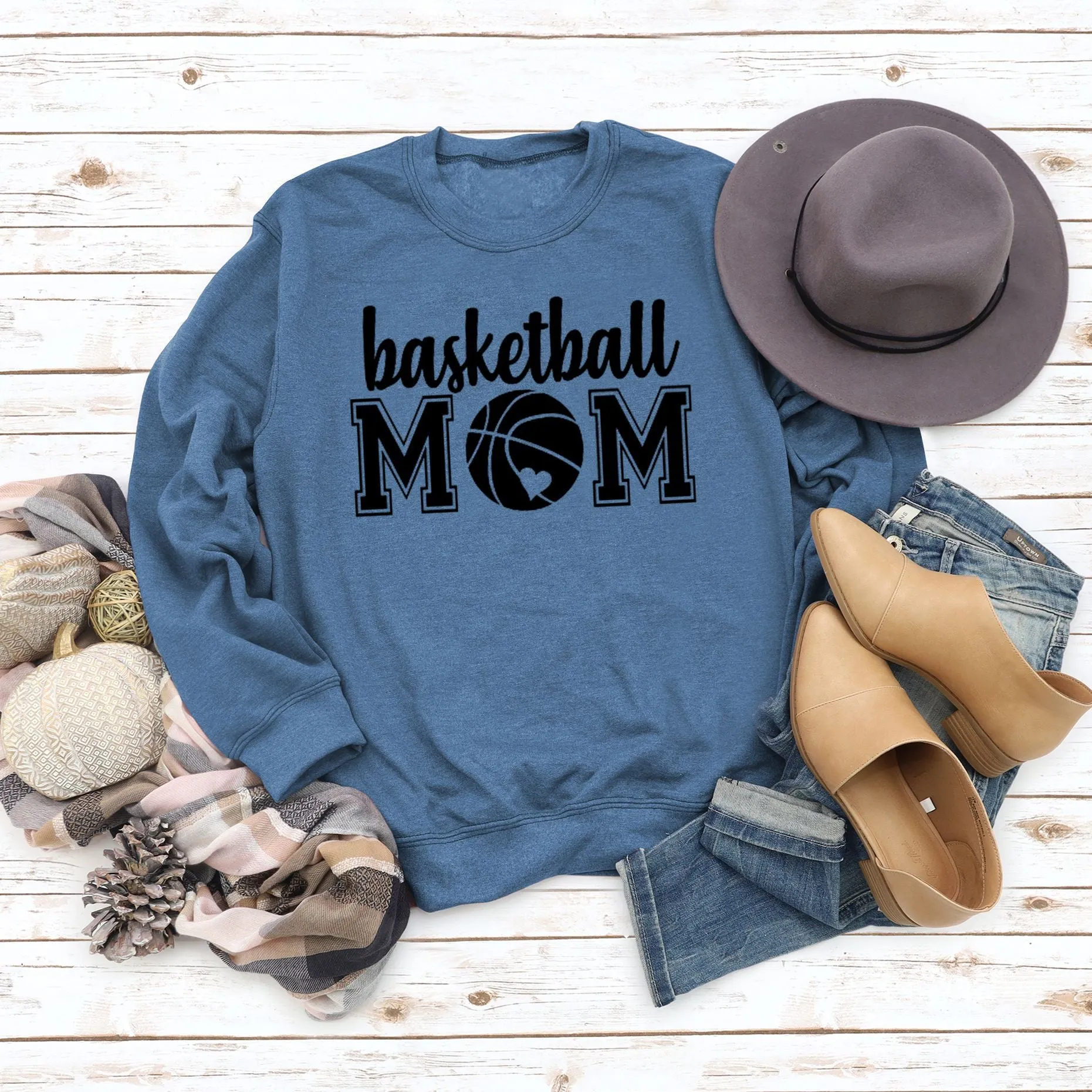 Basketball Mom Basketball Printing Personality Fashion Round Neck Sweater Bottoming Coat Women's Dress