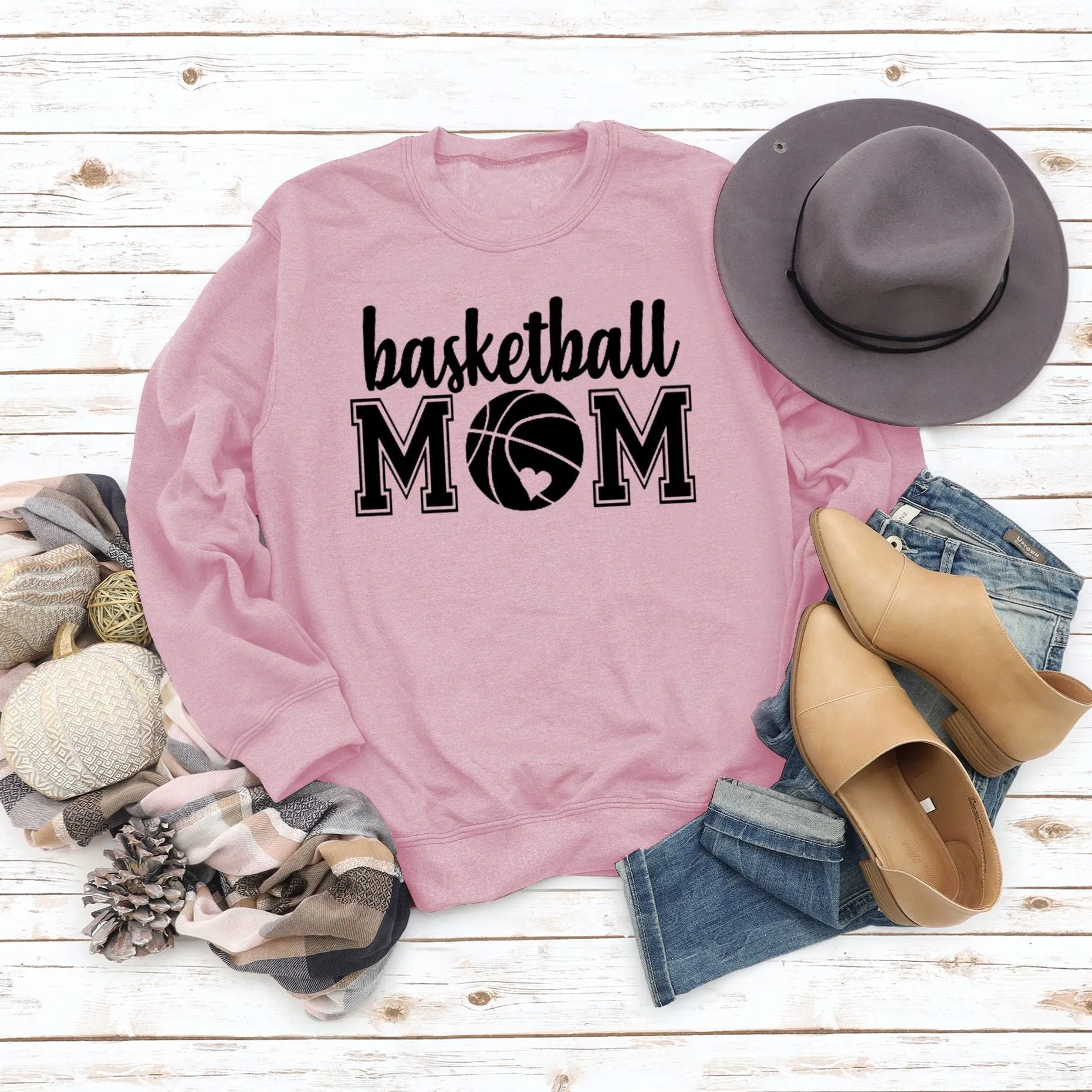 Basketball Mom Basketball Printing Personality Fashion Round Neck Sweater Bottoming Coat Women's Dress