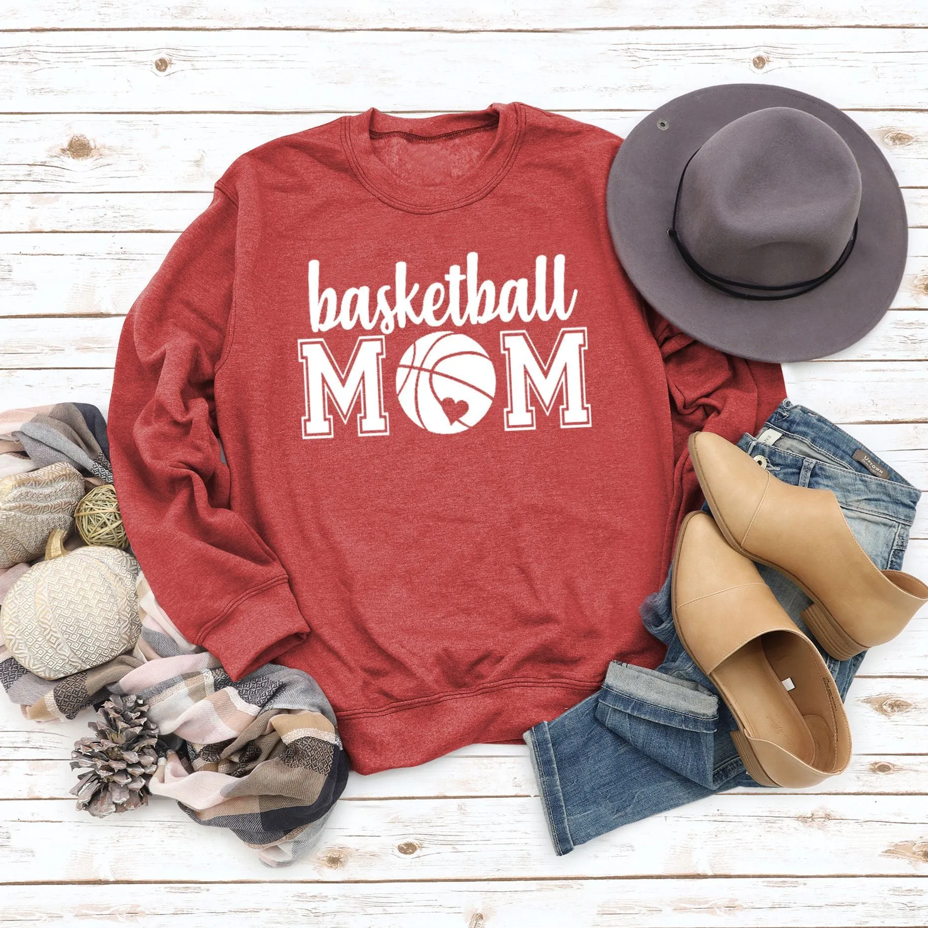 Basketball Mom Basketball Printing Personality Fashion Round Neck Sweater Bottoming Coat Women's Dress