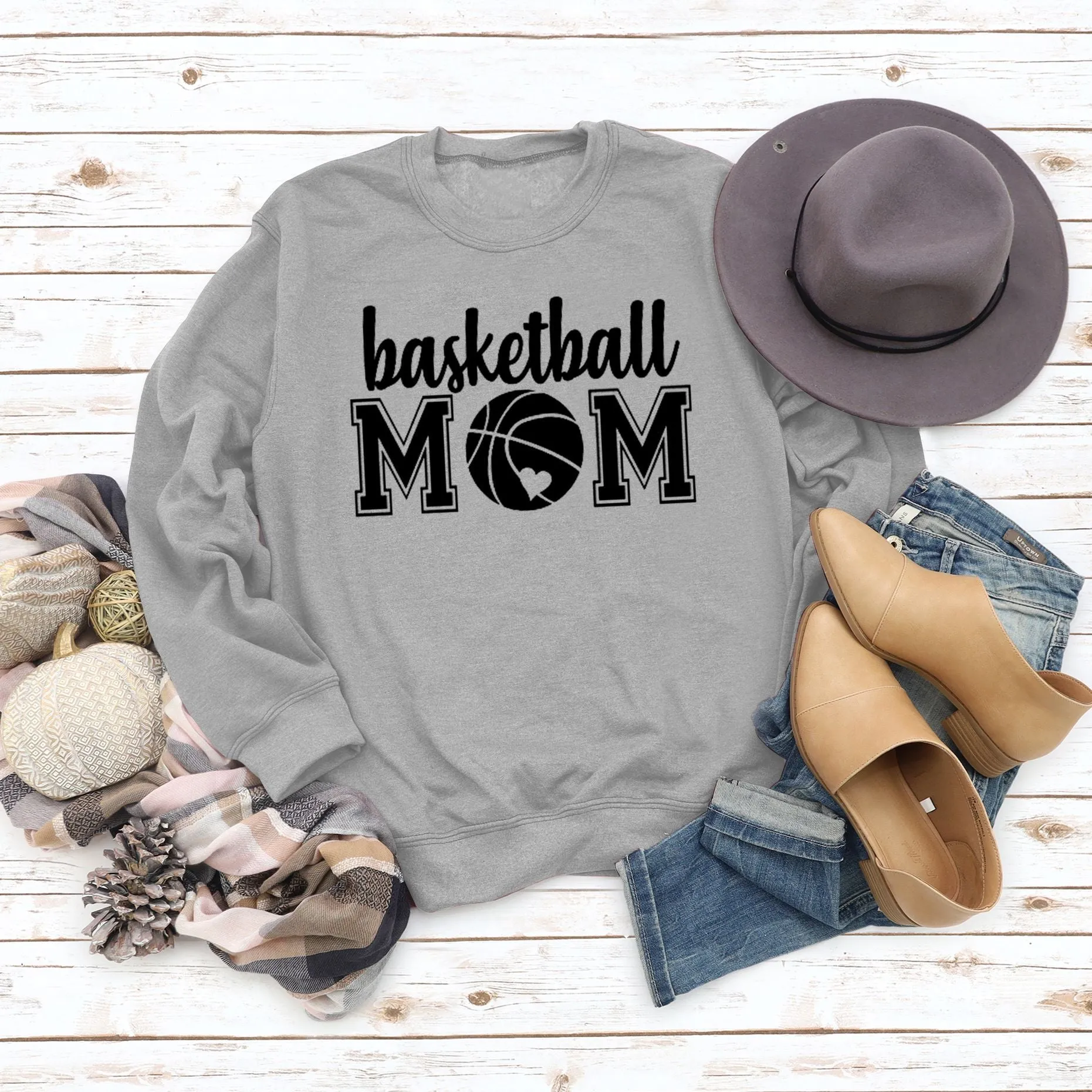 Basketball Mom Basketball Printing Personality Fashion Round Neck Sweater Bottoming Coat Women's Dress