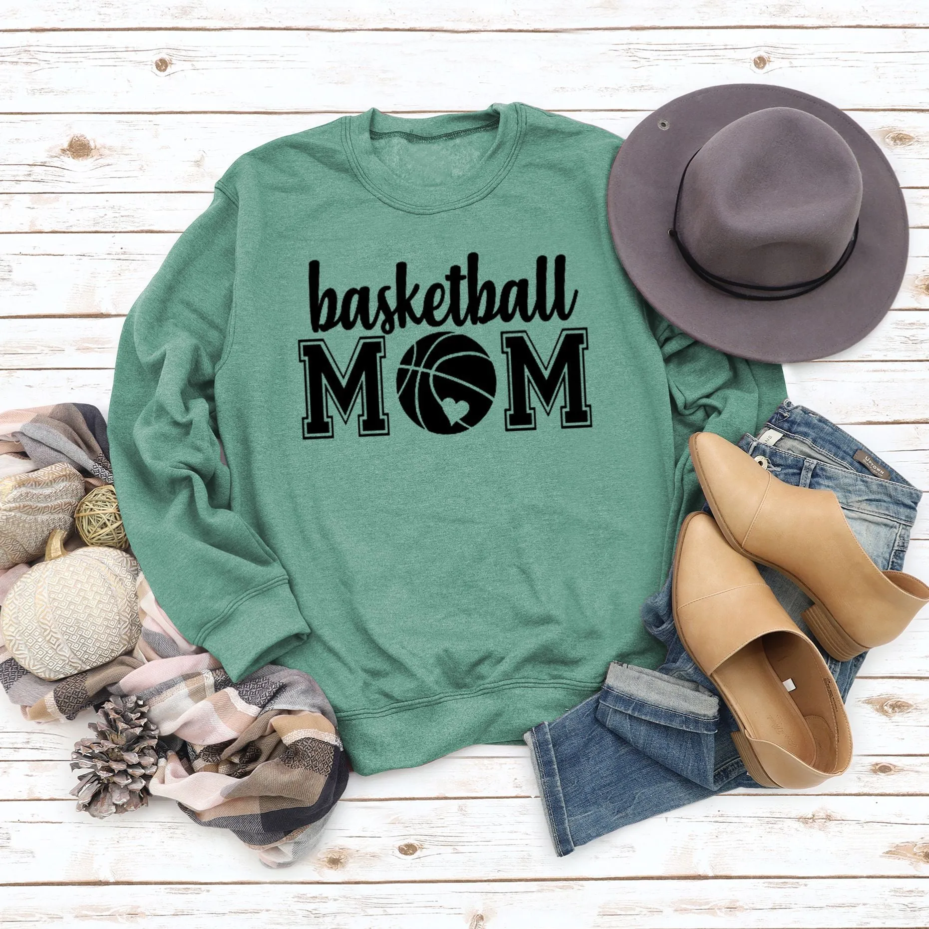 Basketball Mom Basketball Printing Personality Fashion Round Neck Sweater Bottoming Coat Women's Dress