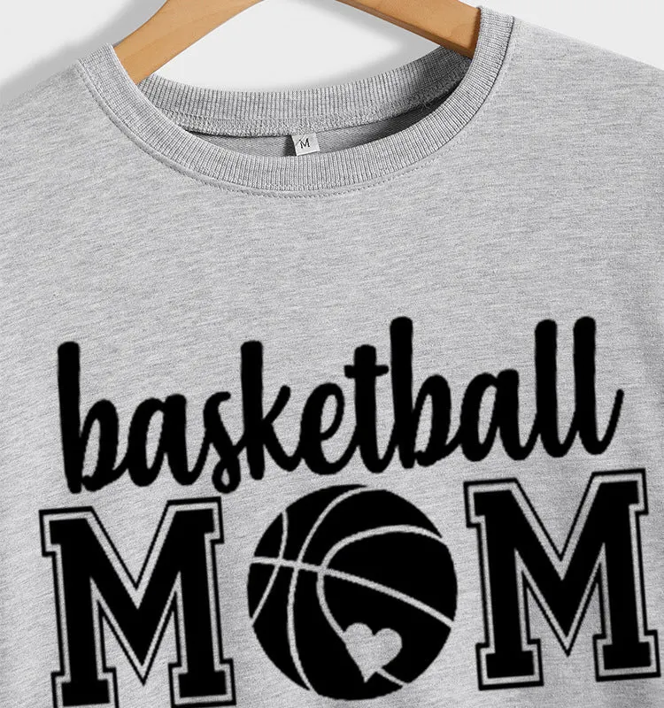 Basketball Mom Basketball Printing Personality Fashion Round Neck Sweater Bottoming Coat Women's Dress