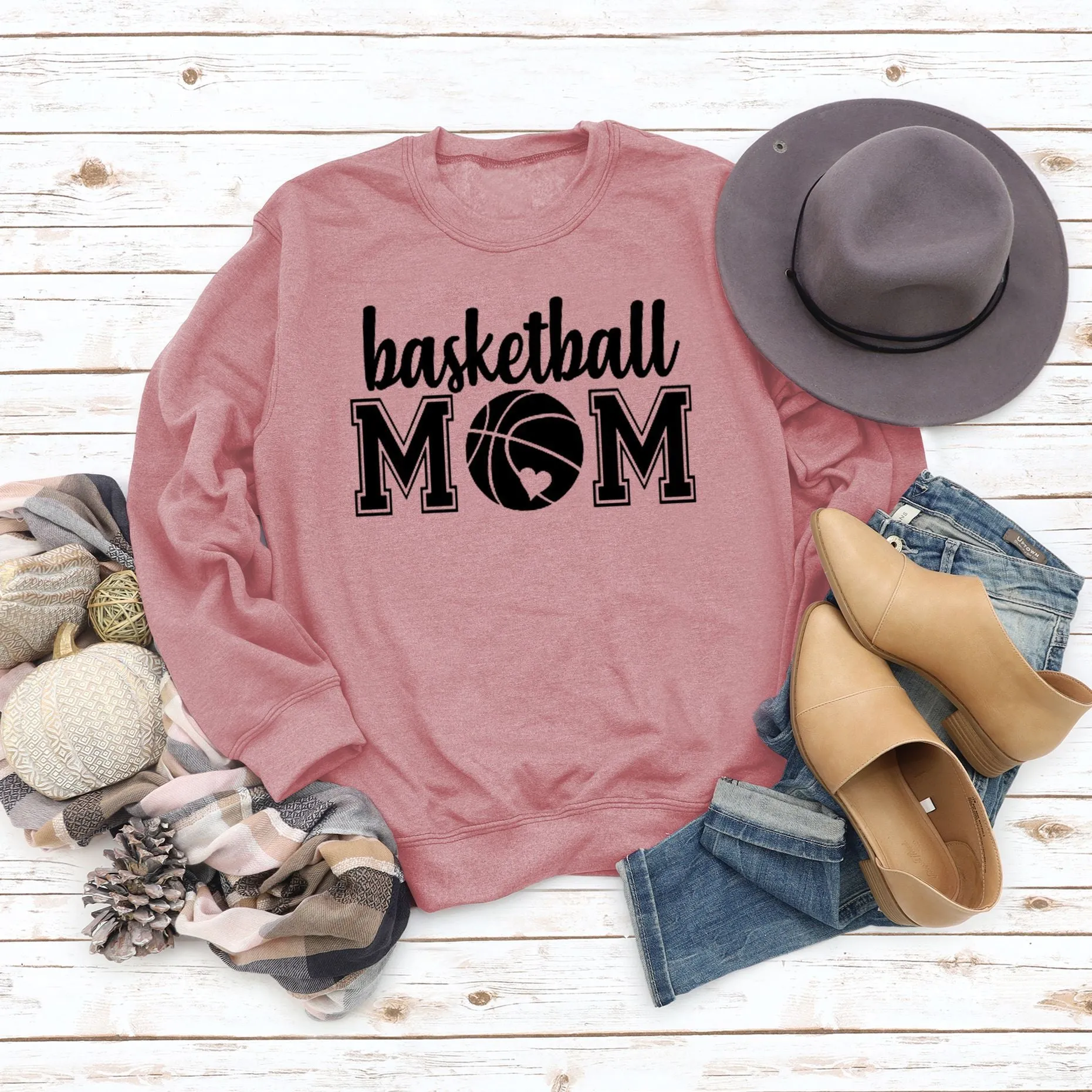 Basketball Mom Basketball Printing Personality Fashion Round Neck Sweater Bottoming Coat Women's Dress