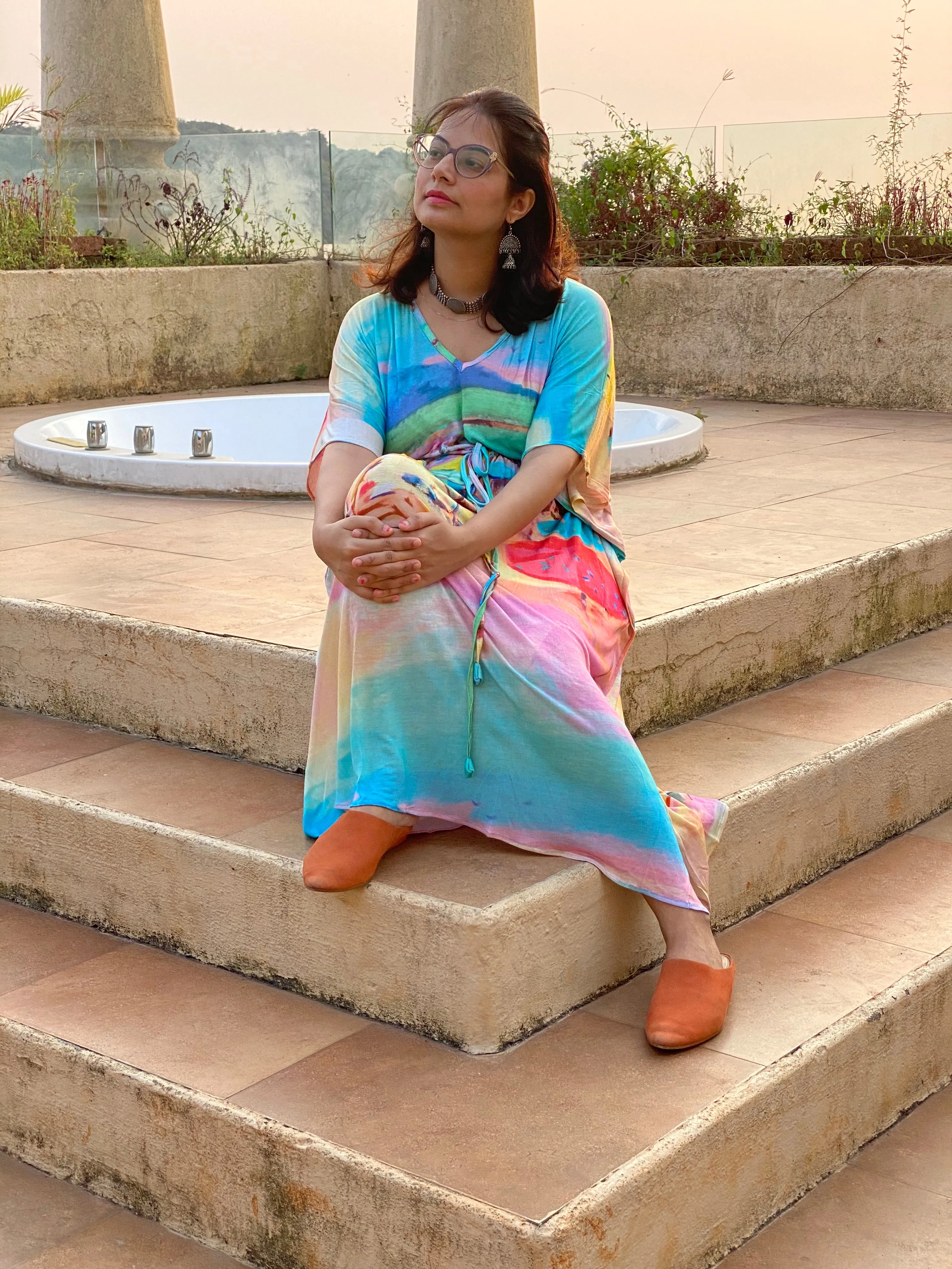 Beaching Around "Timeless" Style Caftan | Soft Jersey Knit Organic Cotton | Perfect Loungewear House Dress