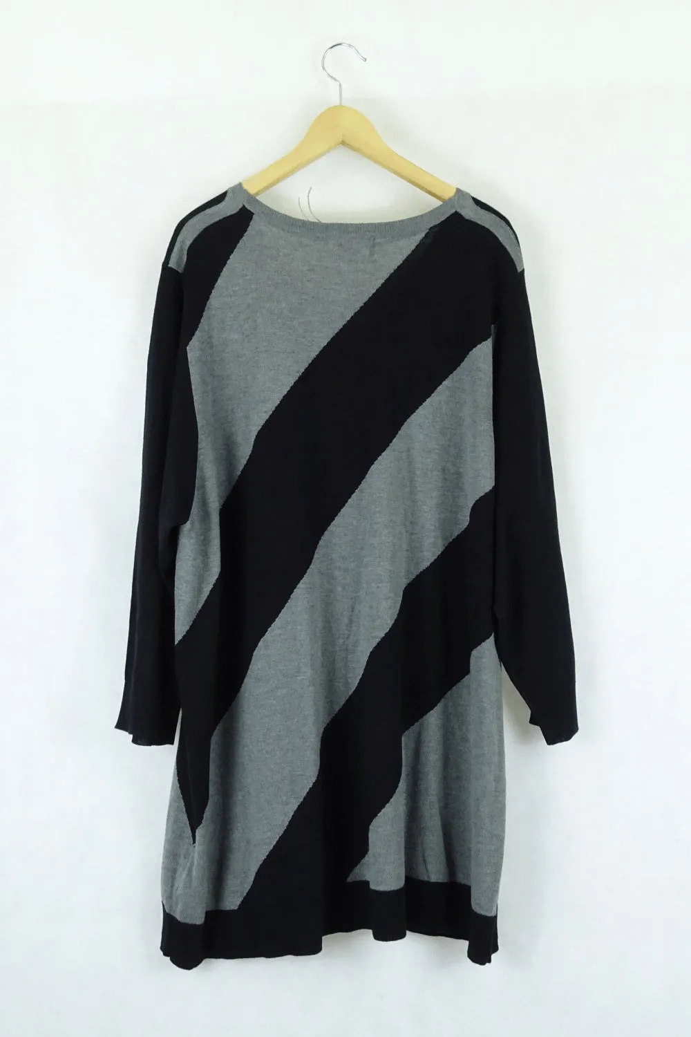 Beme Black and Grey Knit Tunic Dress L