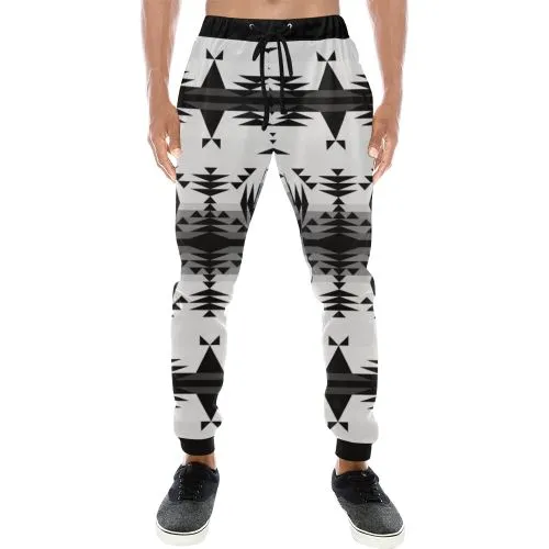 Between the Mountains White and Black Men's Sweatpants