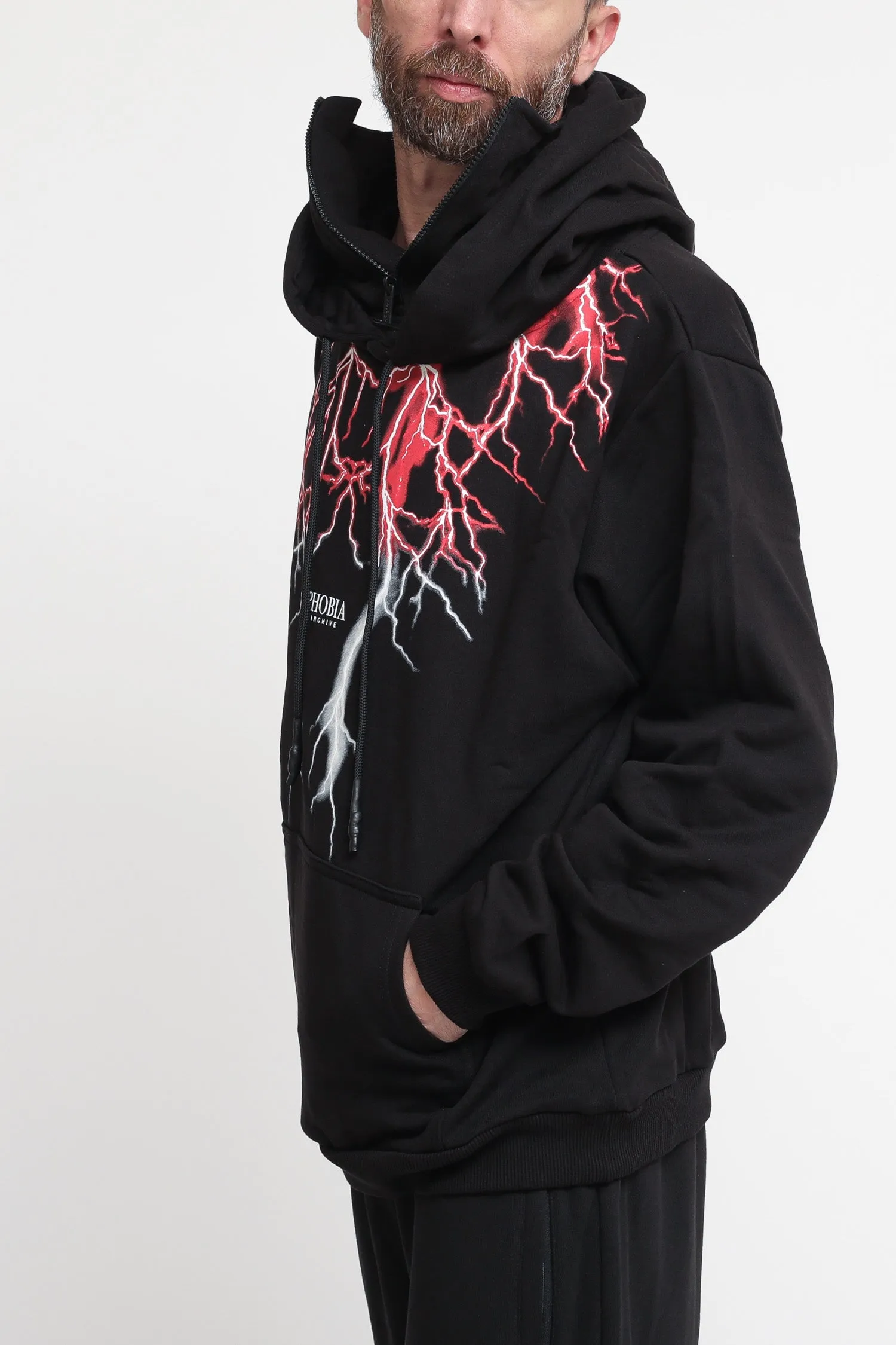 Bl Balaclava Hoodie Red And Grey Light - Black