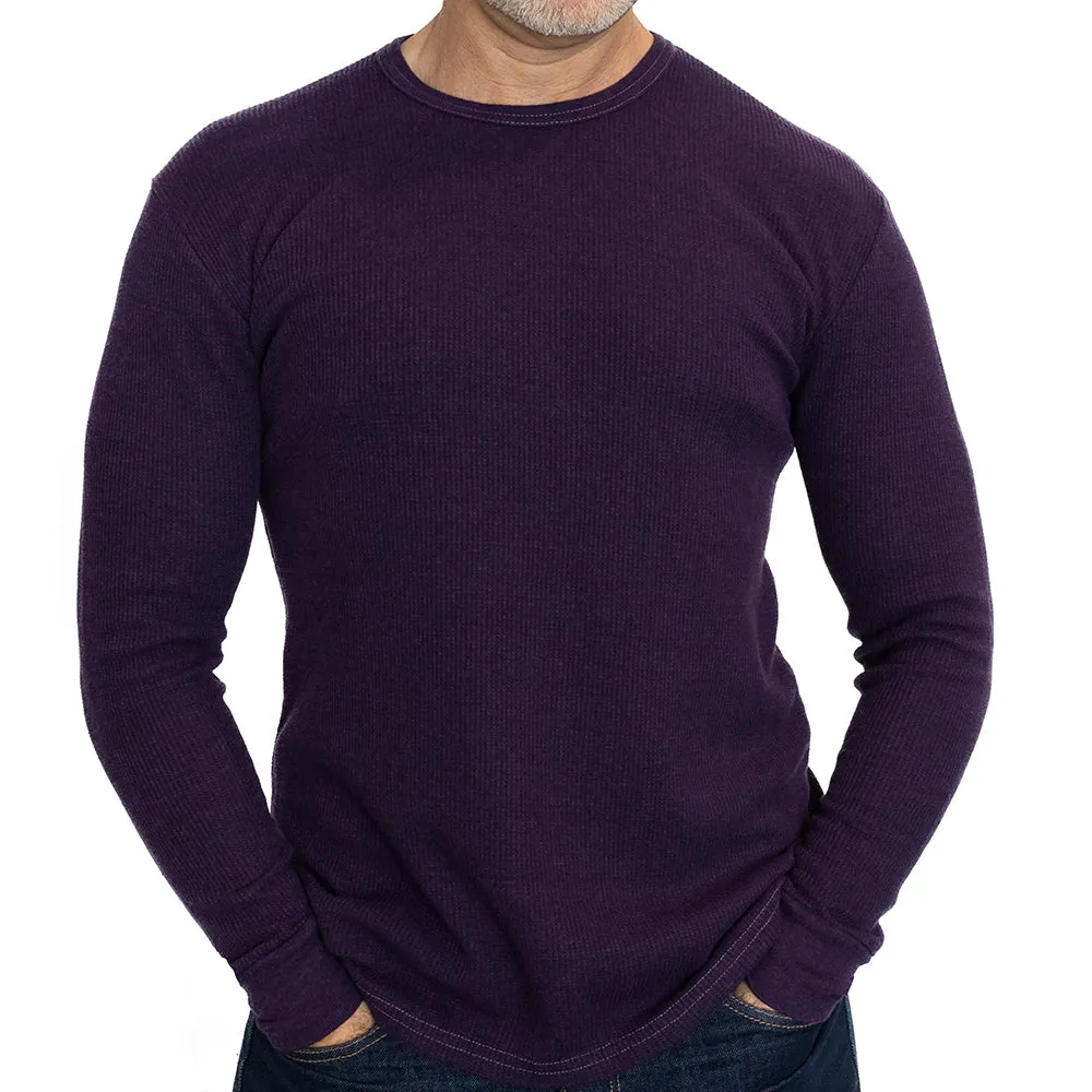 Black Cherry Purple Organic Cotton Blend Waffle Stitch Thermal Shirt