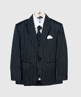 Black Coat Suit with White Stripes for Occasions