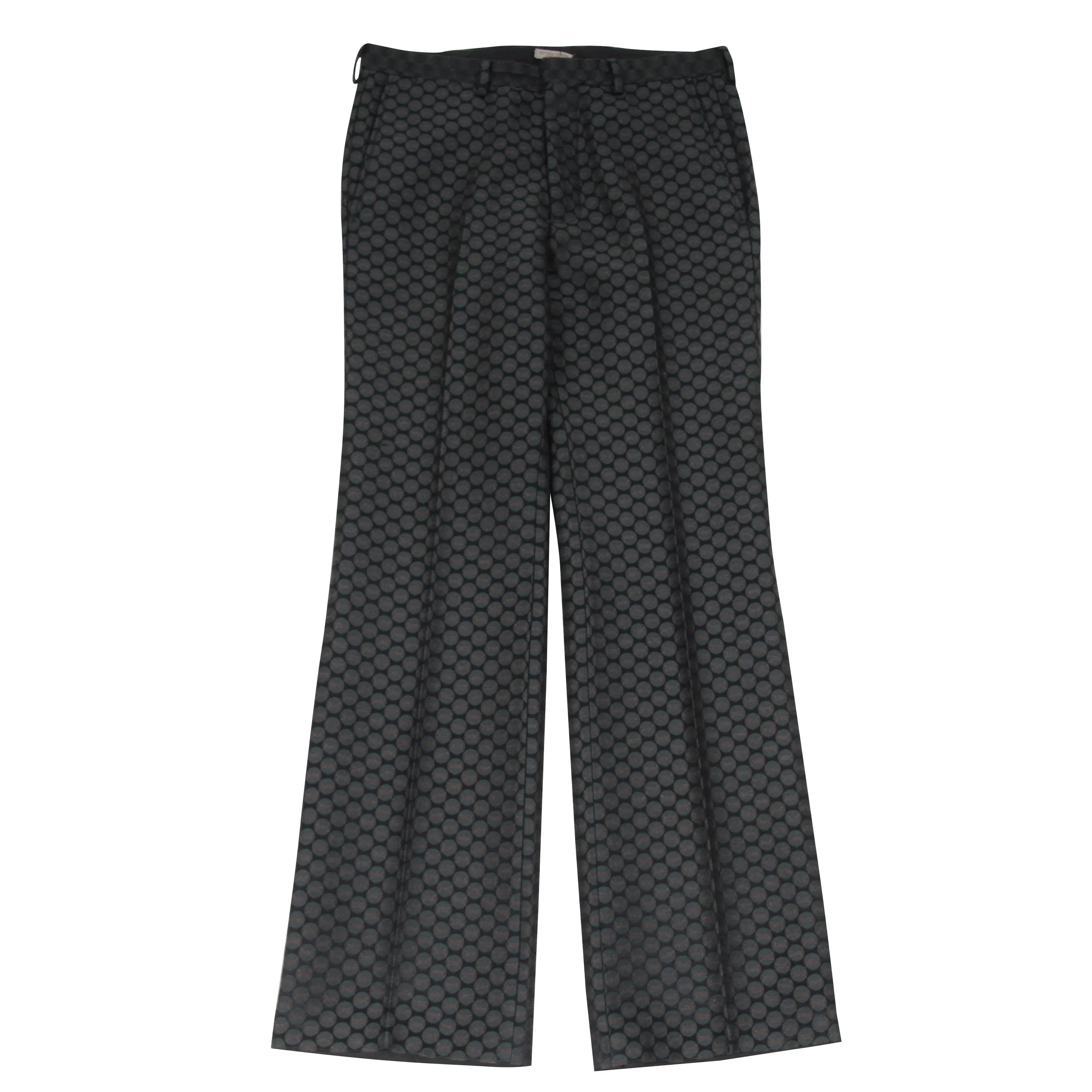 Black Green Burgundy Geometric Print Trousers