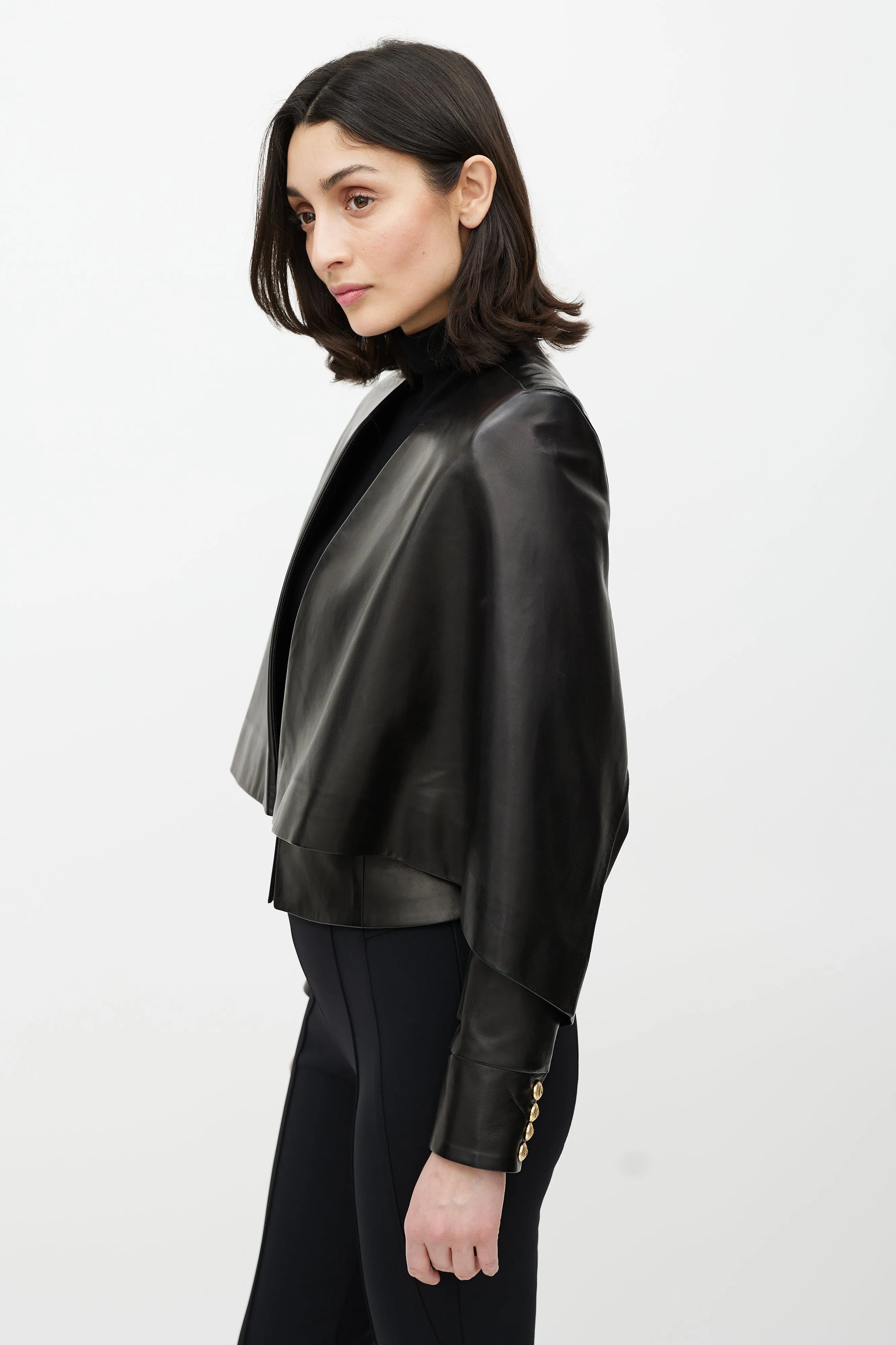 Black Leather Cape Jacket