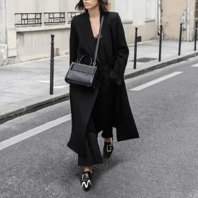 Black Midi Blazer Women Long Sleeve Side Split Blazers Overcoat Female Fashion Clothes Spring Winter