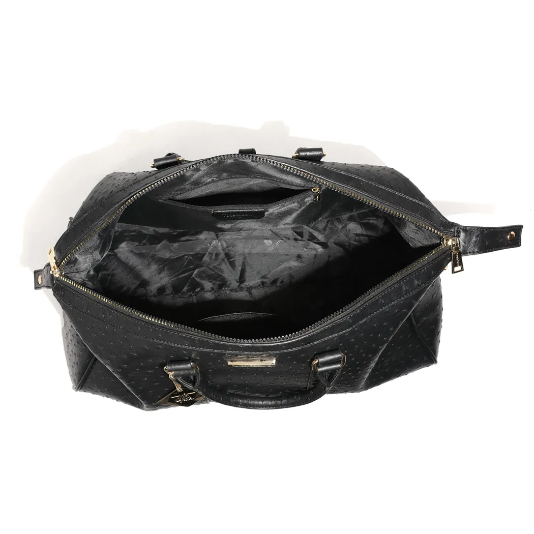 Black Ostrich Duffle Bag