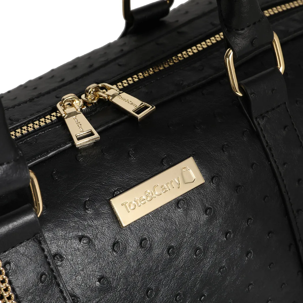 Black Ostrich Duffle Bag