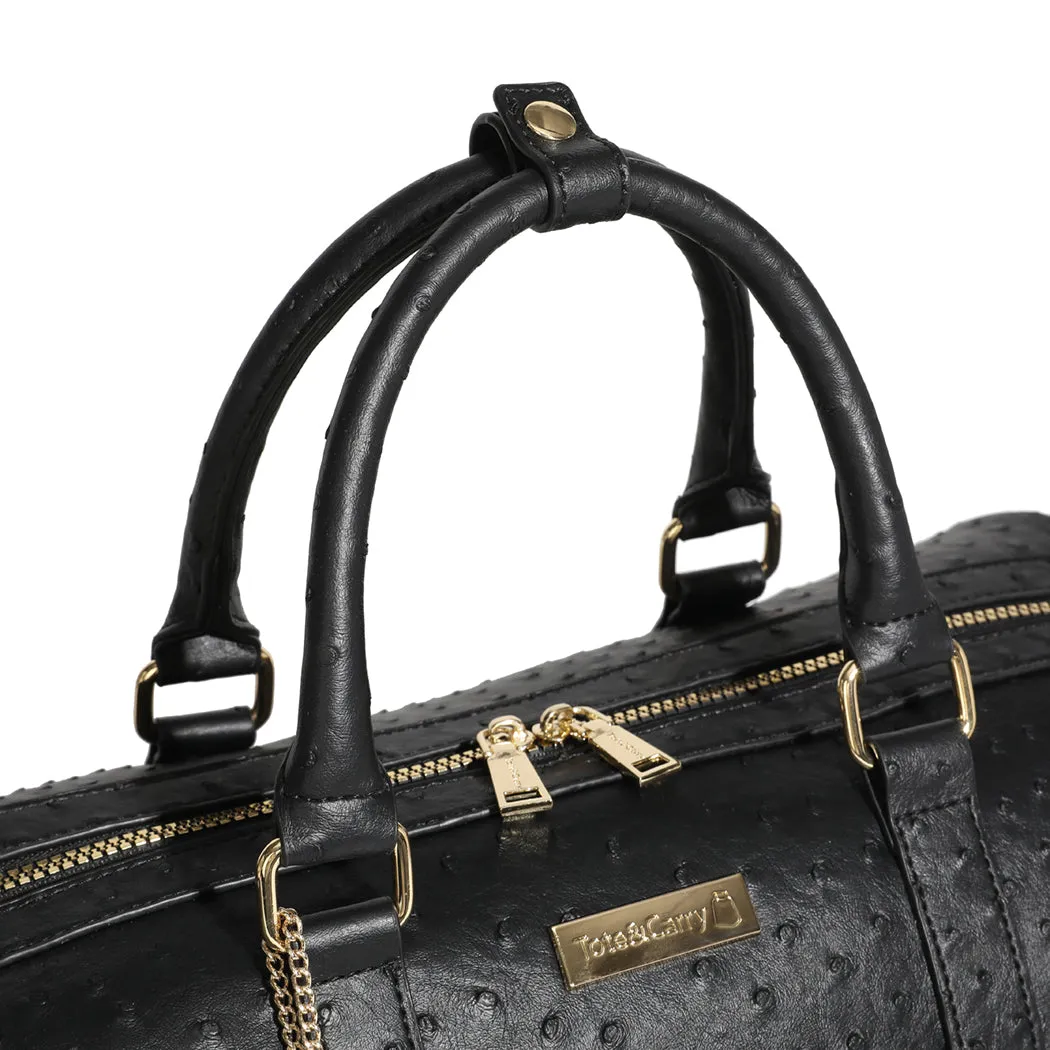 Black Ostrich Duffle Bag