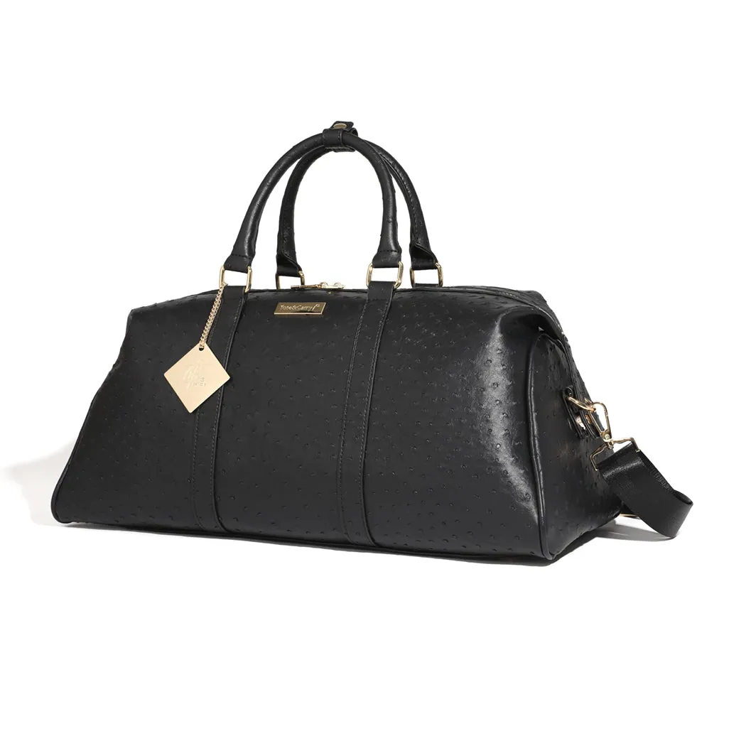 Black Ostrich Duffle Bag