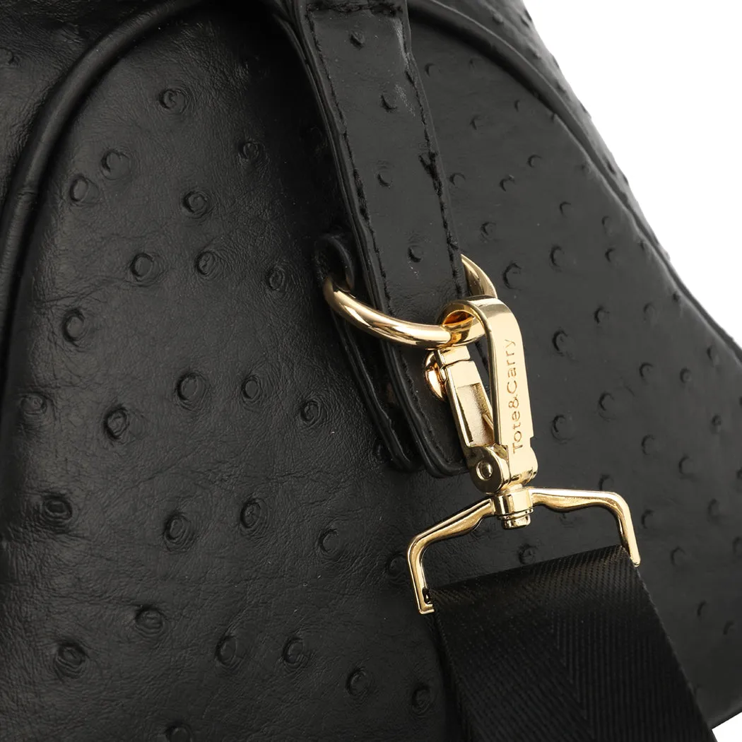 Black Ostrich Duffle Bag