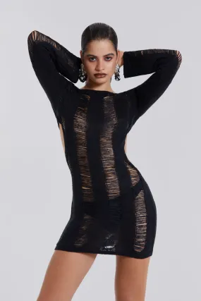 Black Umbra Shredded Mini Dress