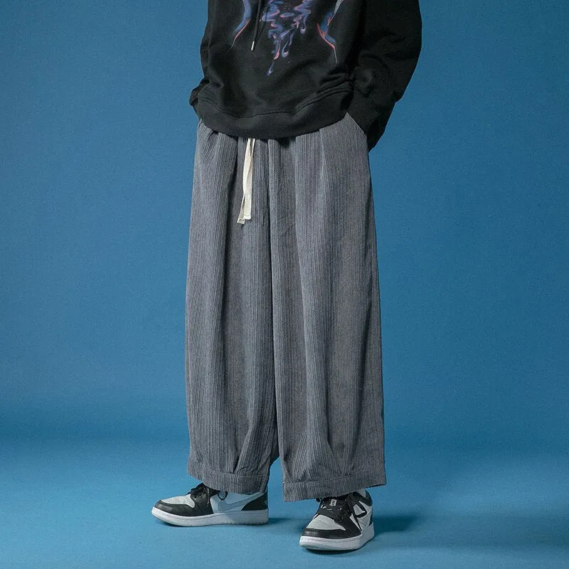 Bonsir Oversize Corduroy Pants Men Fashion Casual Wide Leg Pants Mens Japanese Streetwear Hip Hop Loose Straight Pants Mens Trousers