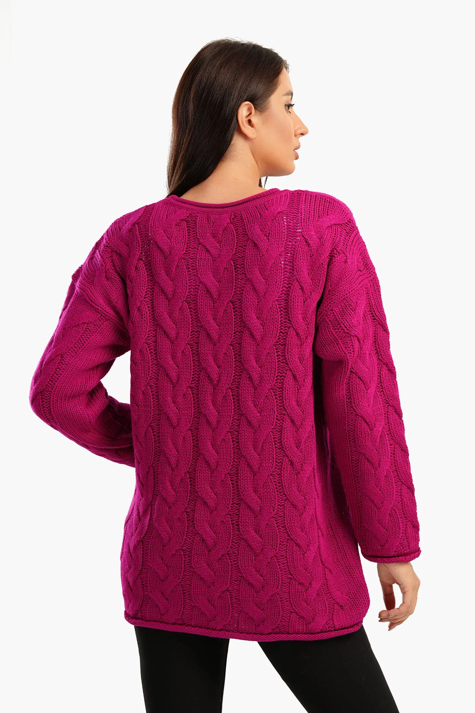 Cable Knitted Round Neck Pullover